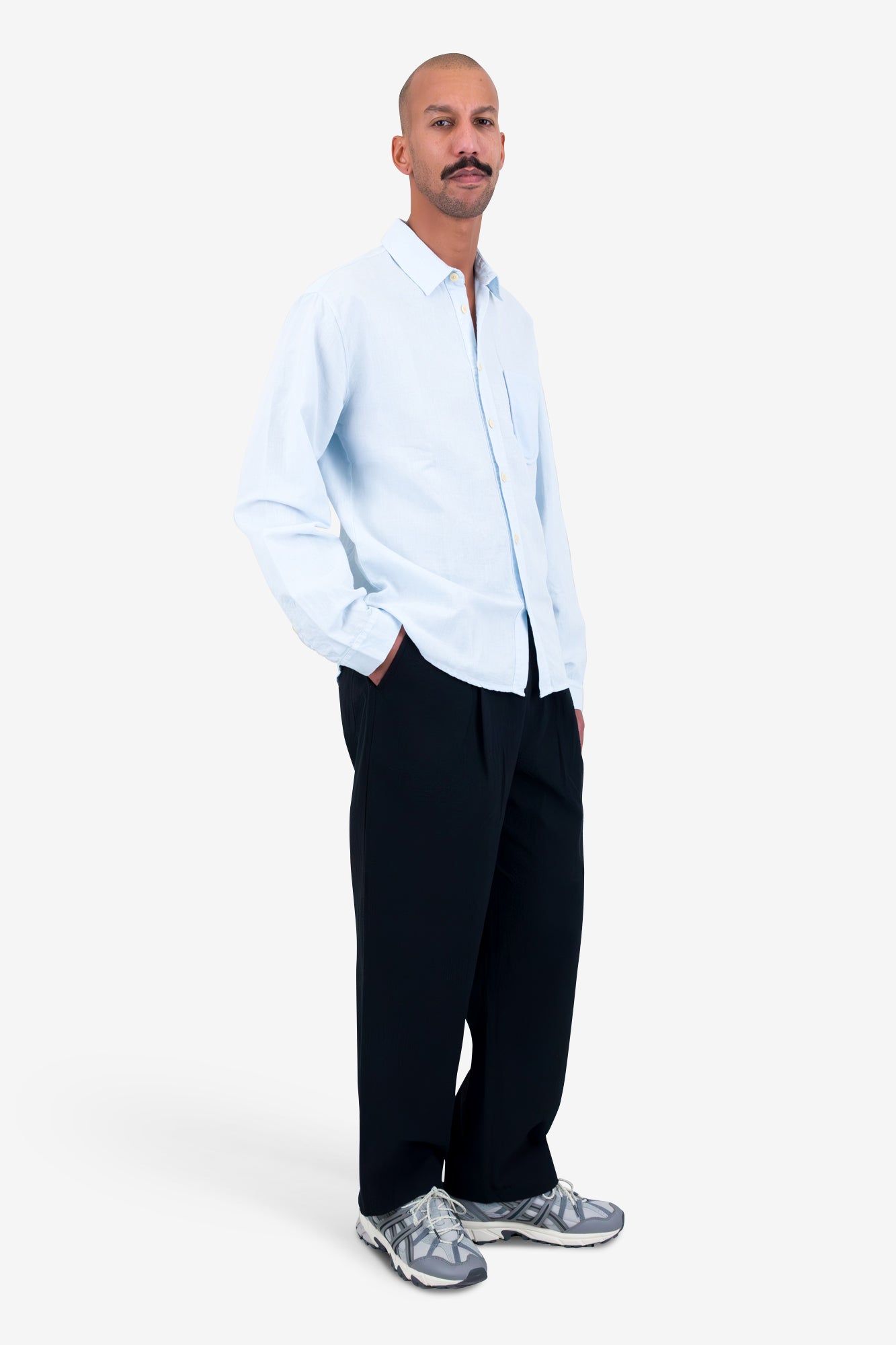Contrast Pocket Shirt - Soft Blue