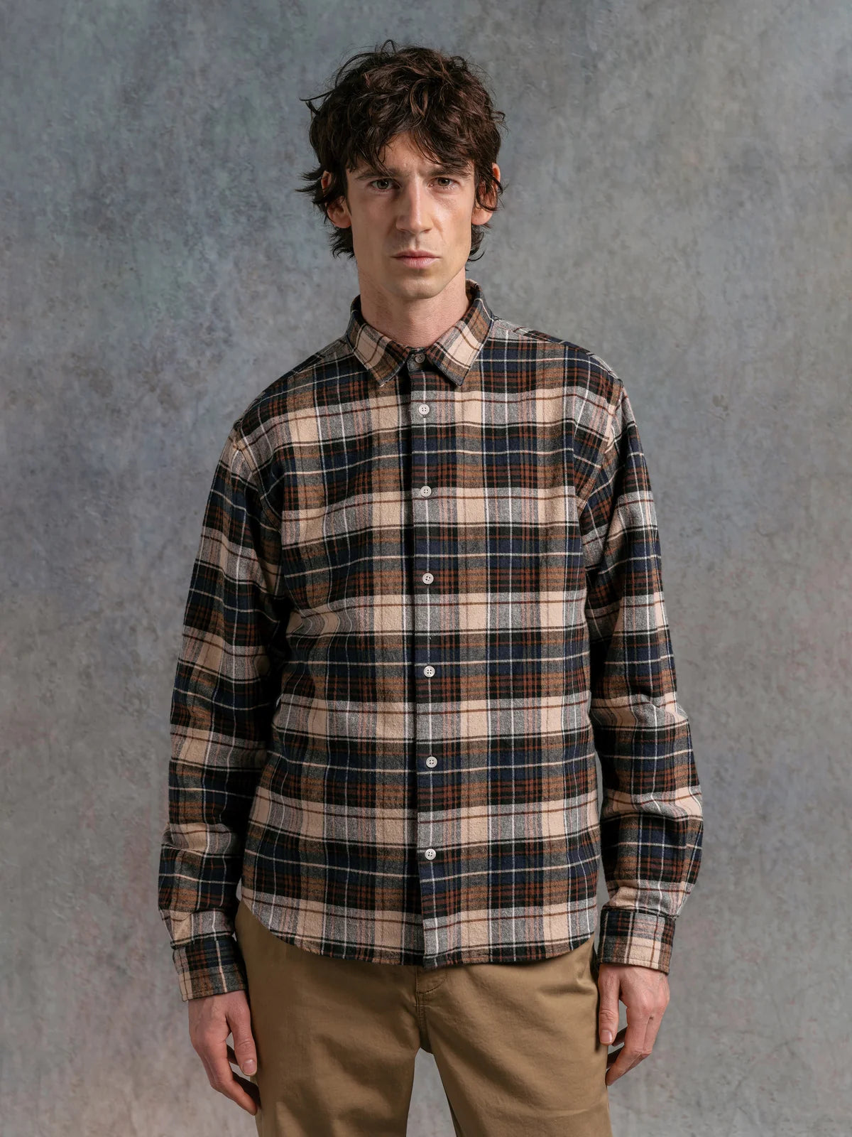 Dirleton Shirt - Navy Heavy Flannel Check
