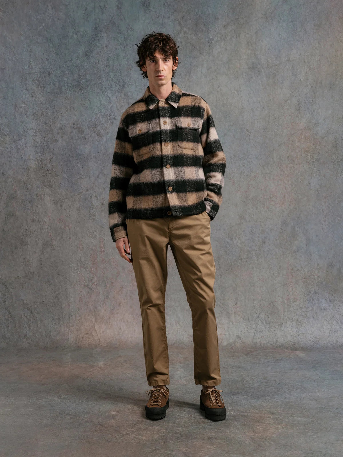 Haston Jacket - Black Brushed Check Wool Blend