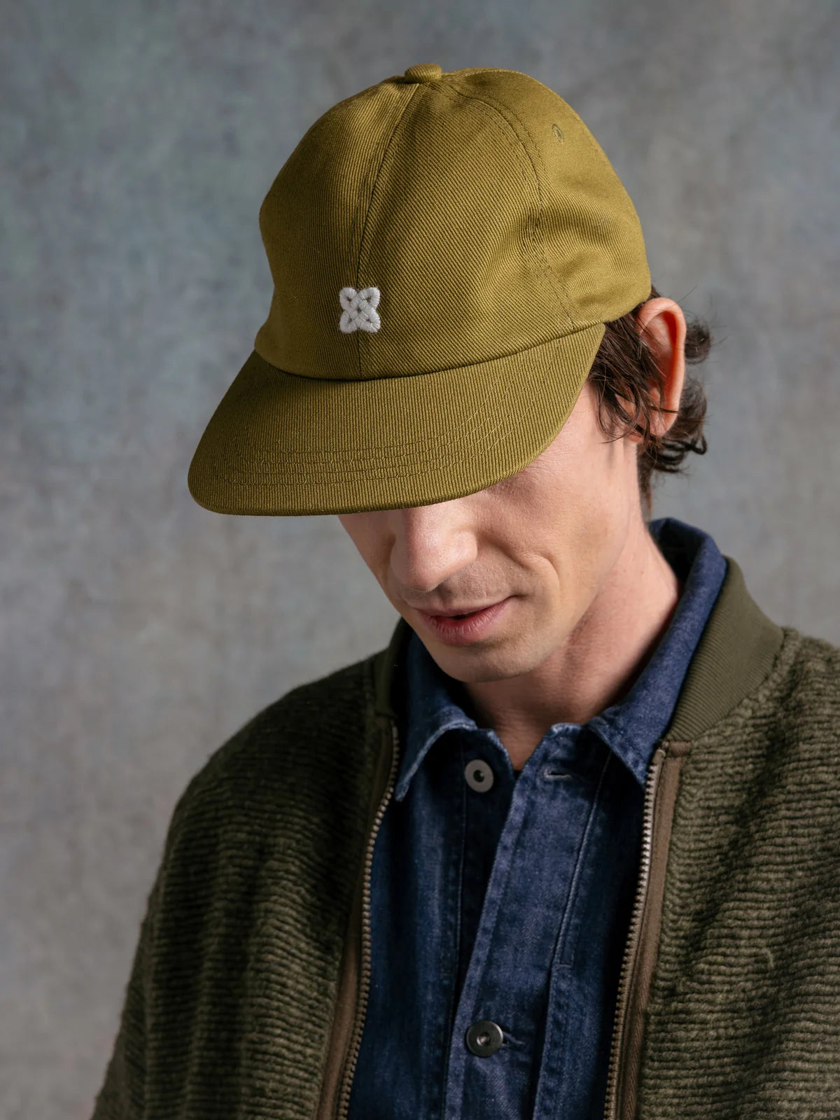 Leuchars Cap - Light Olive Embroidered Twill