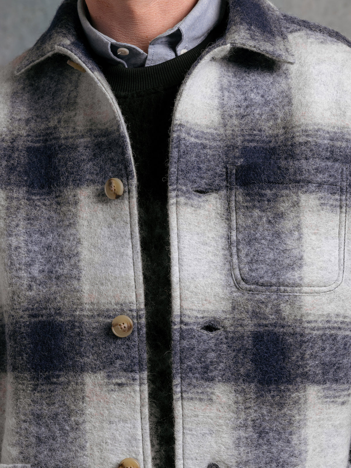 Ormiston Jacket - Navy Check Wool Blend