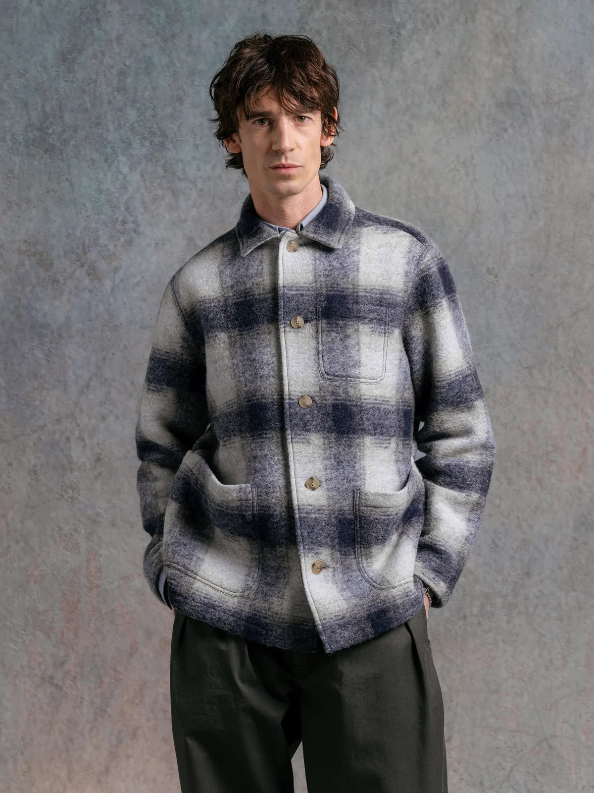 Ormiston Jacket - Navy Check Wool Blend