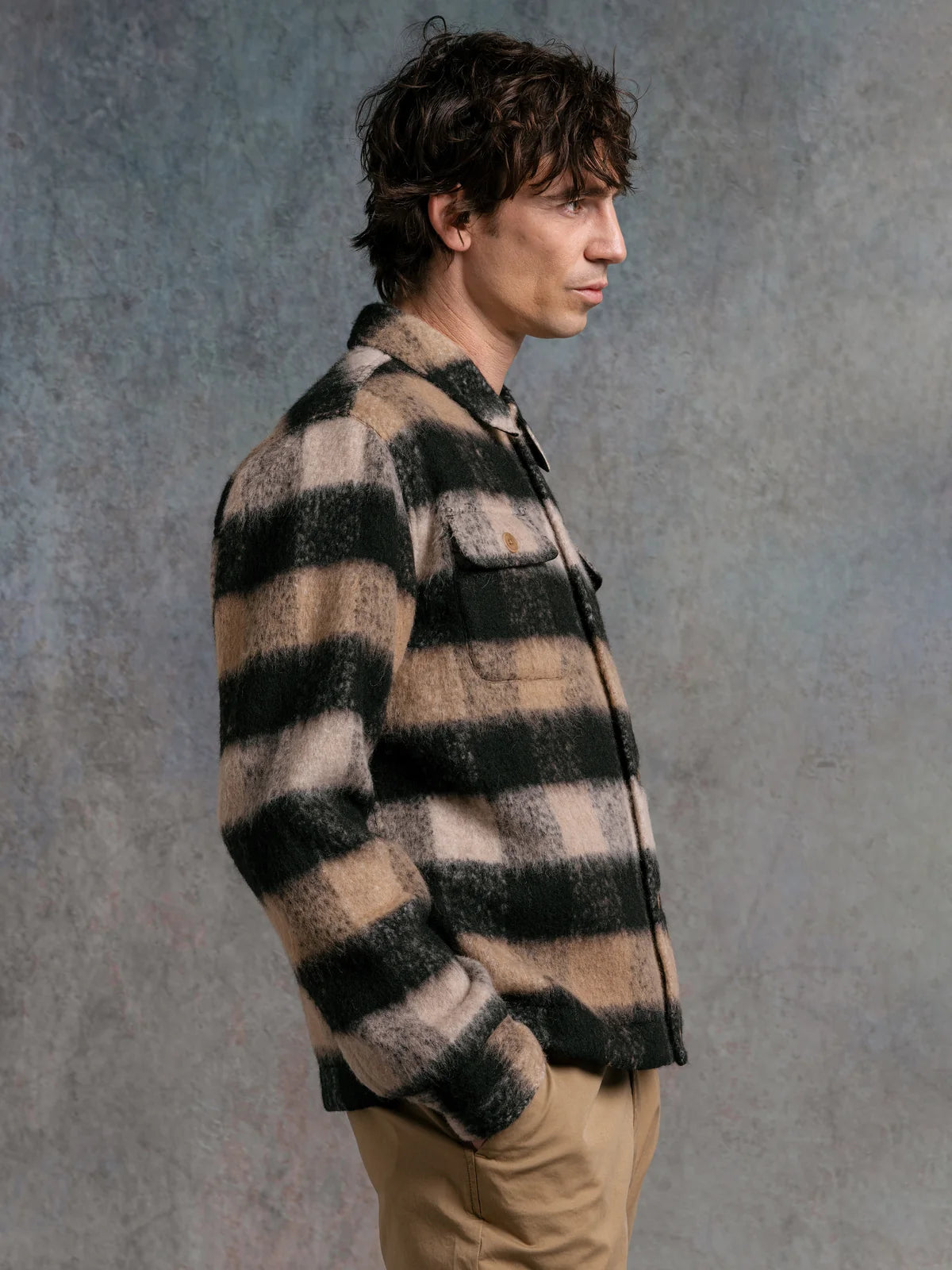 Haston Jacket - Black Brushed Check Wool Blend
