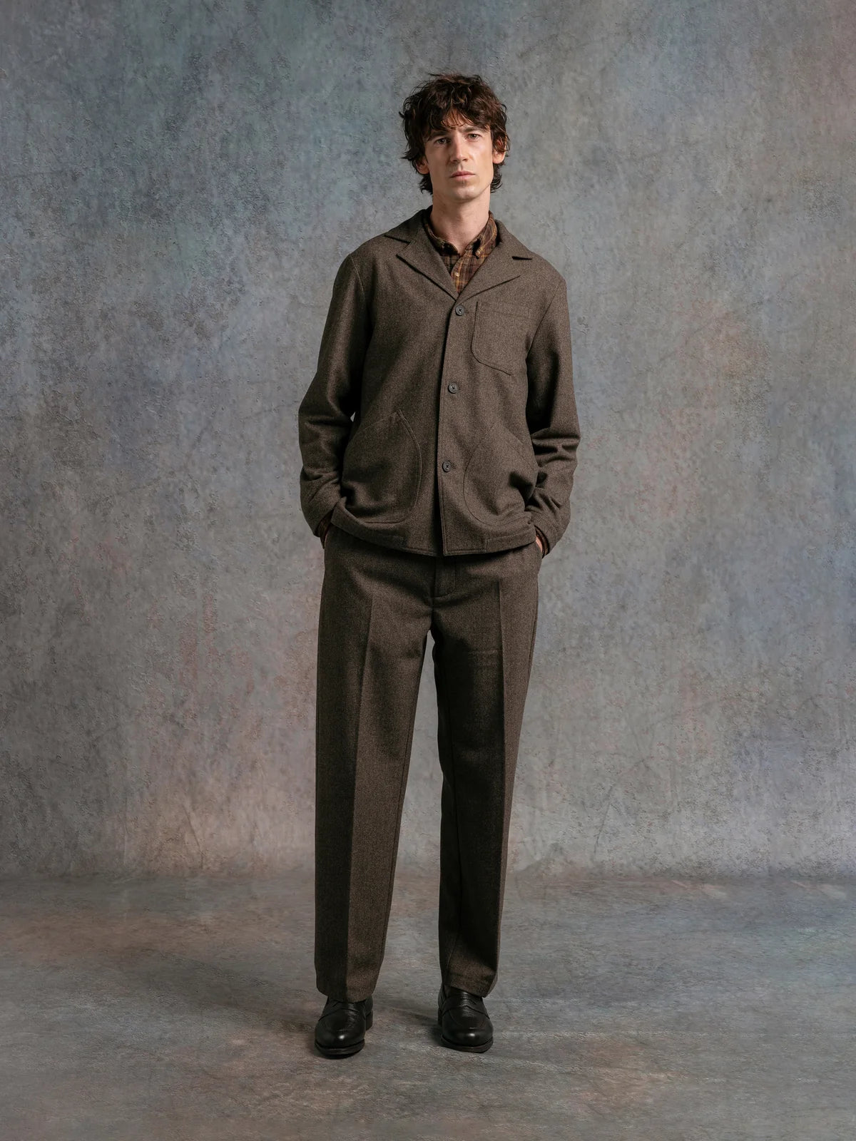 Stac Blazer - Olive Herringbone Wool Blend