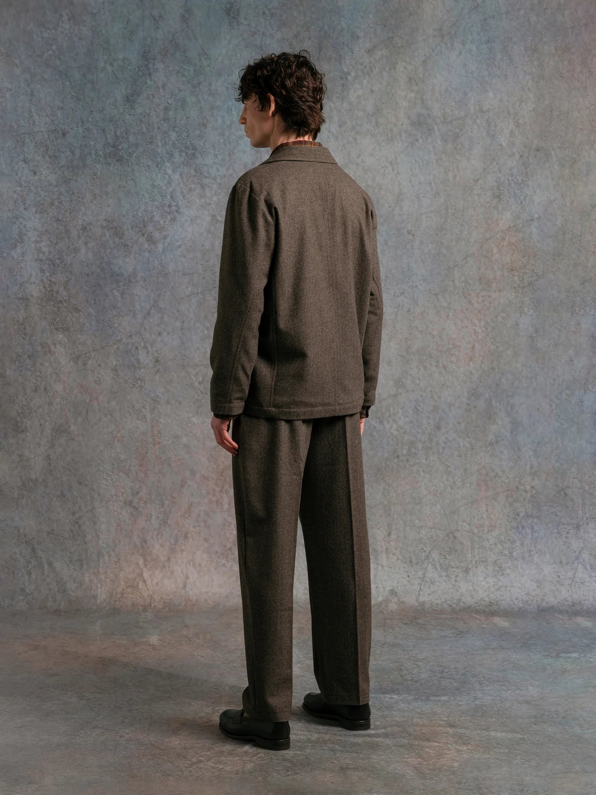 Stac Blazer - Olive Herringbone Wool Blend