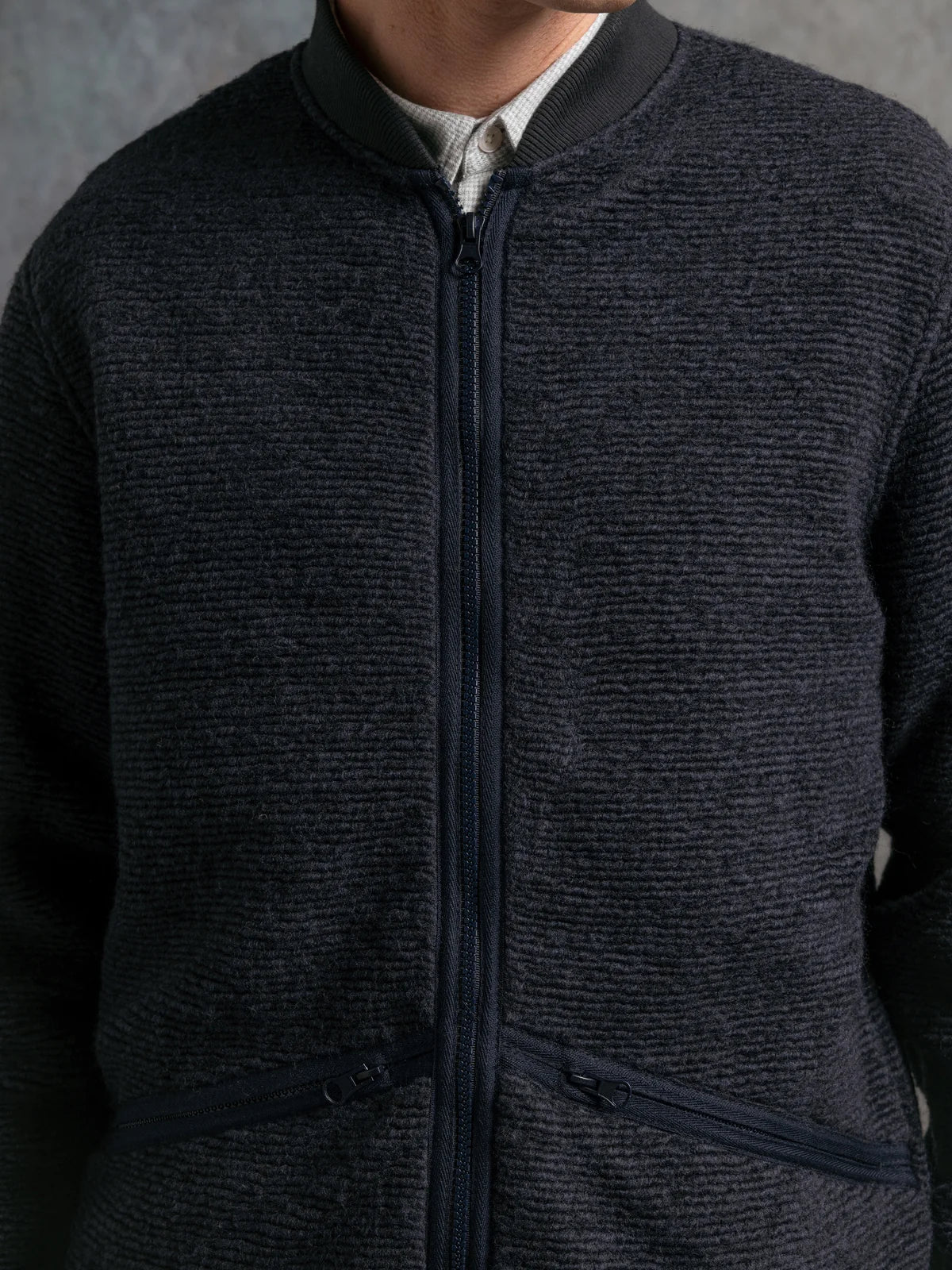 Dreghorn Fleece - Navy Ribbed Fleece