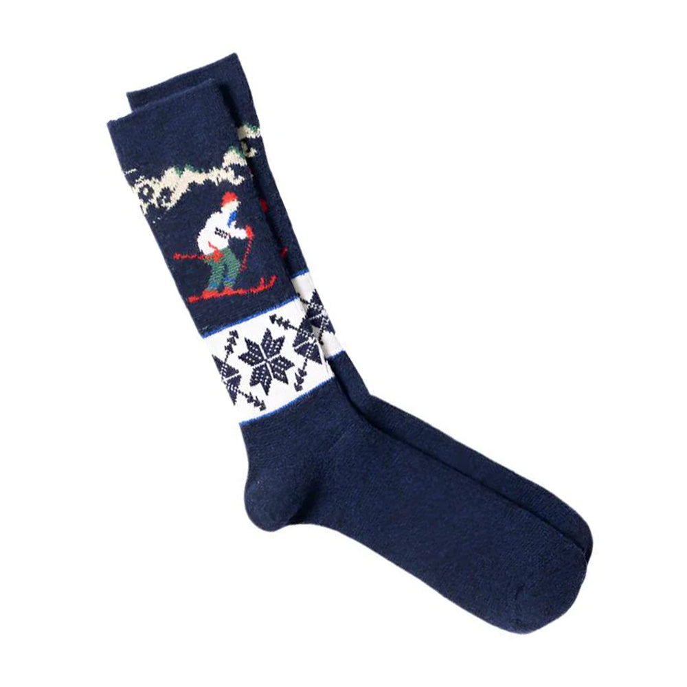 Wool Ski JQ Crew Sock - Navy