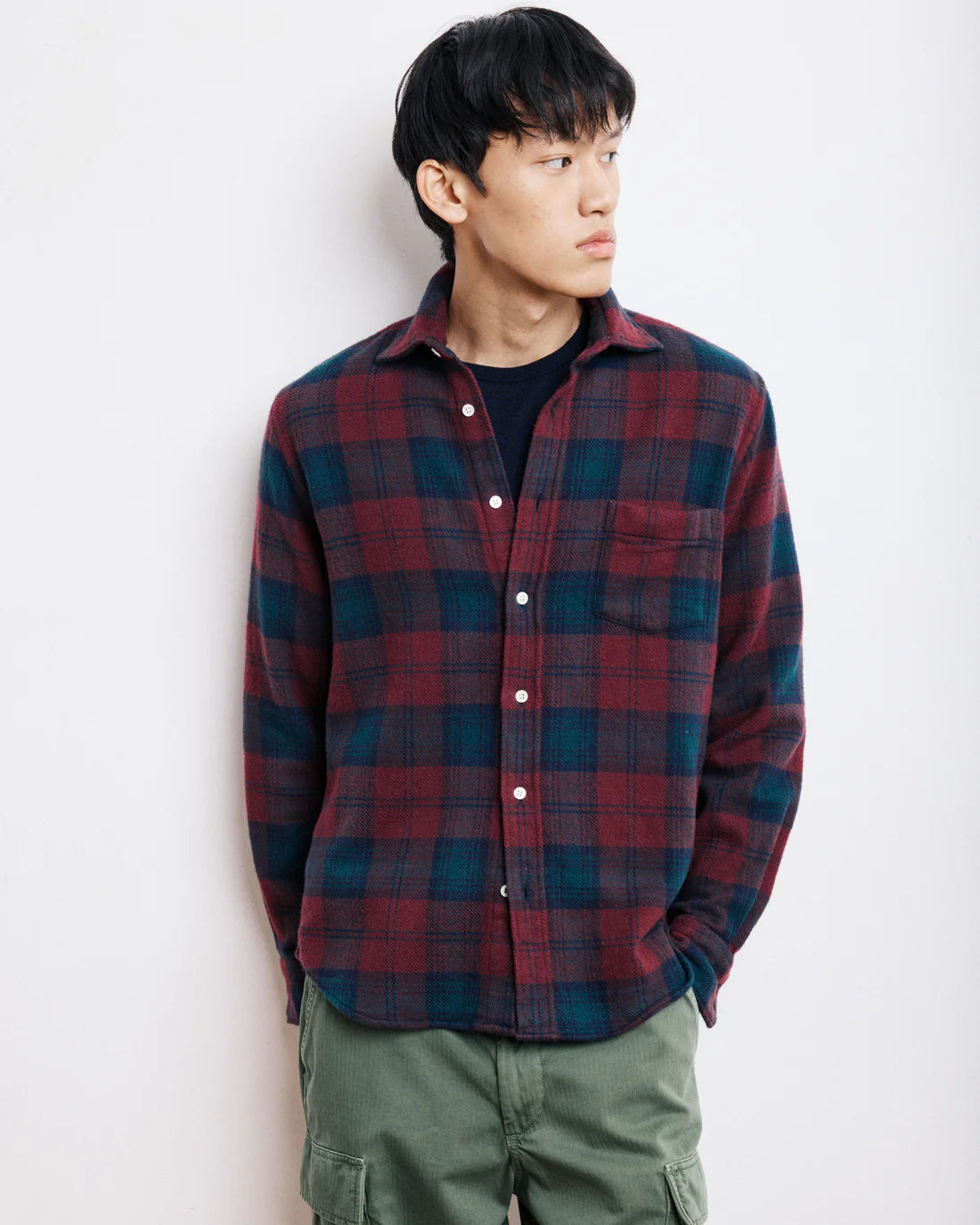 Paul Shirt 11025 - Wine & Green #01