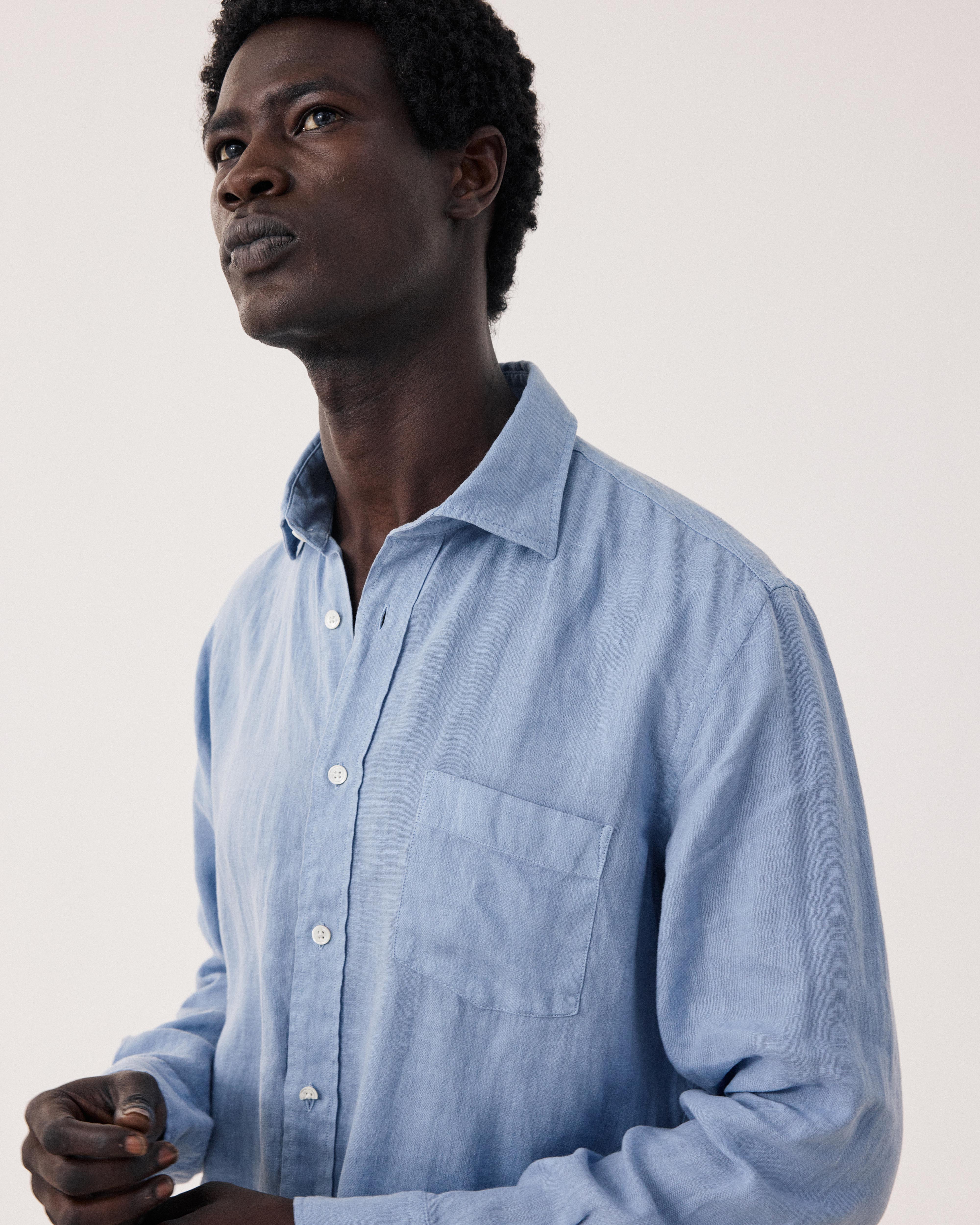 Paul Pat Shirt 1001 - Bleach Blue Linen (64)