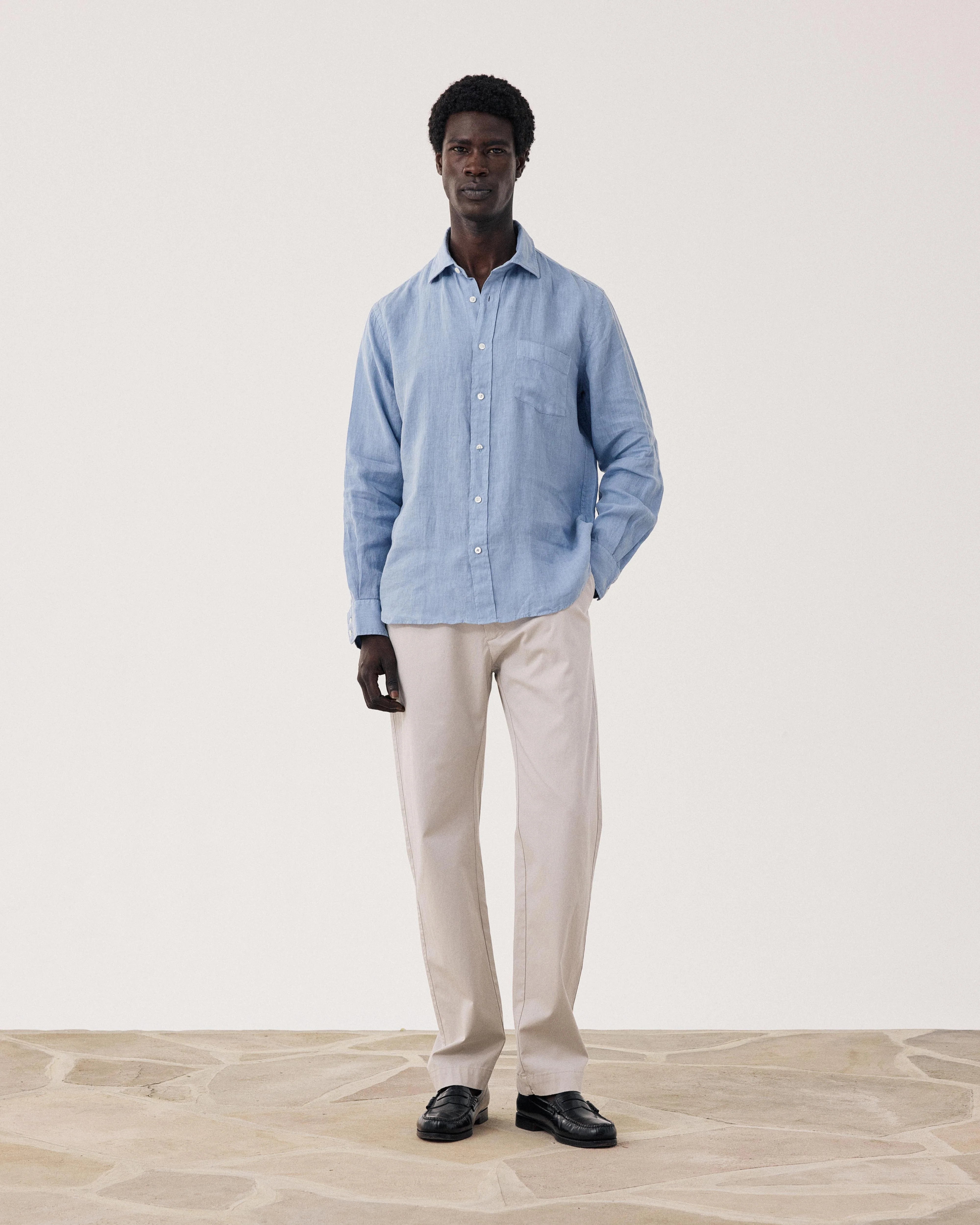 Paul Pat Shirt 1001 - Bleach Blue Linen (64)