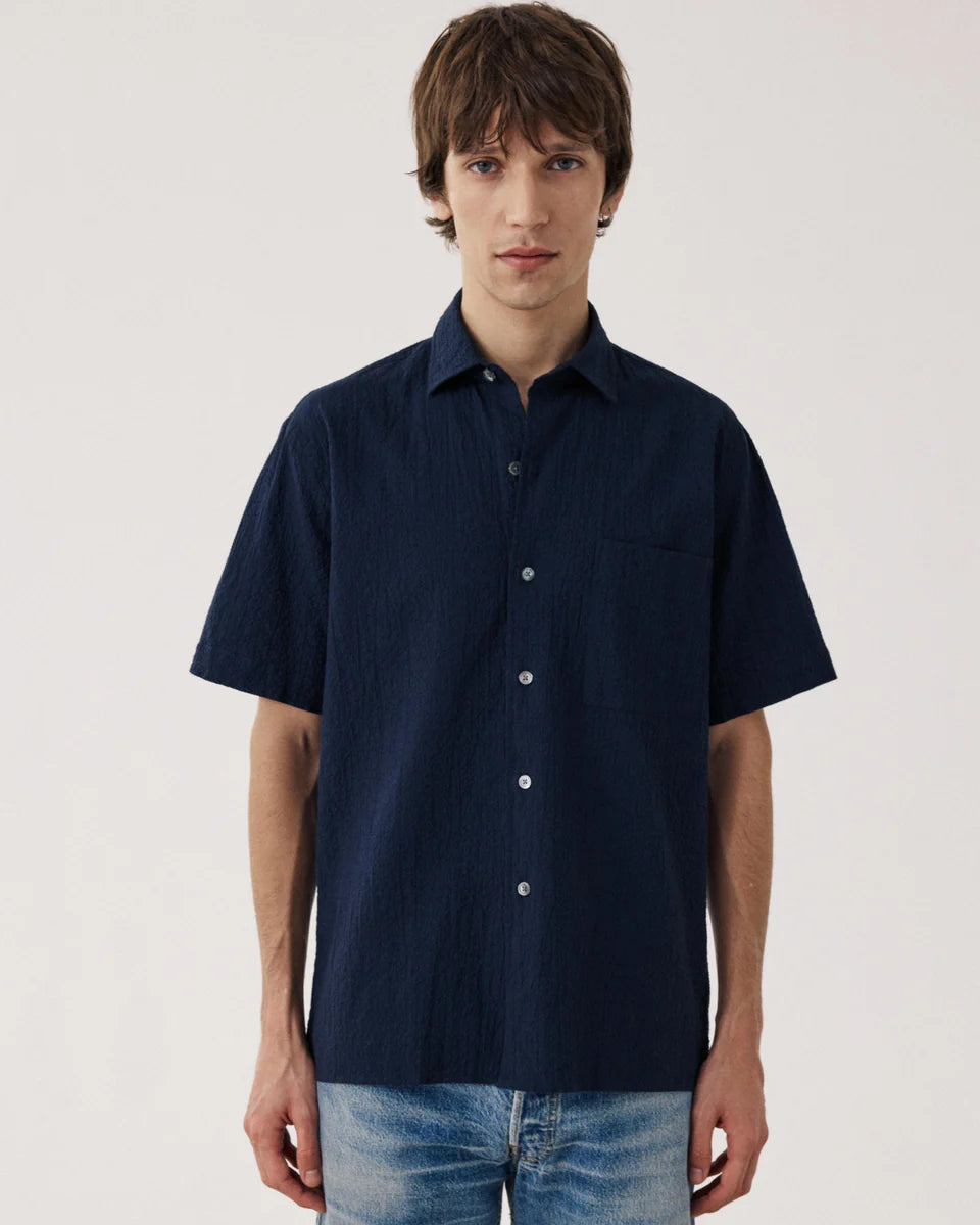 Pedro MC Shirt 6010 - Navy Seersucker (01)