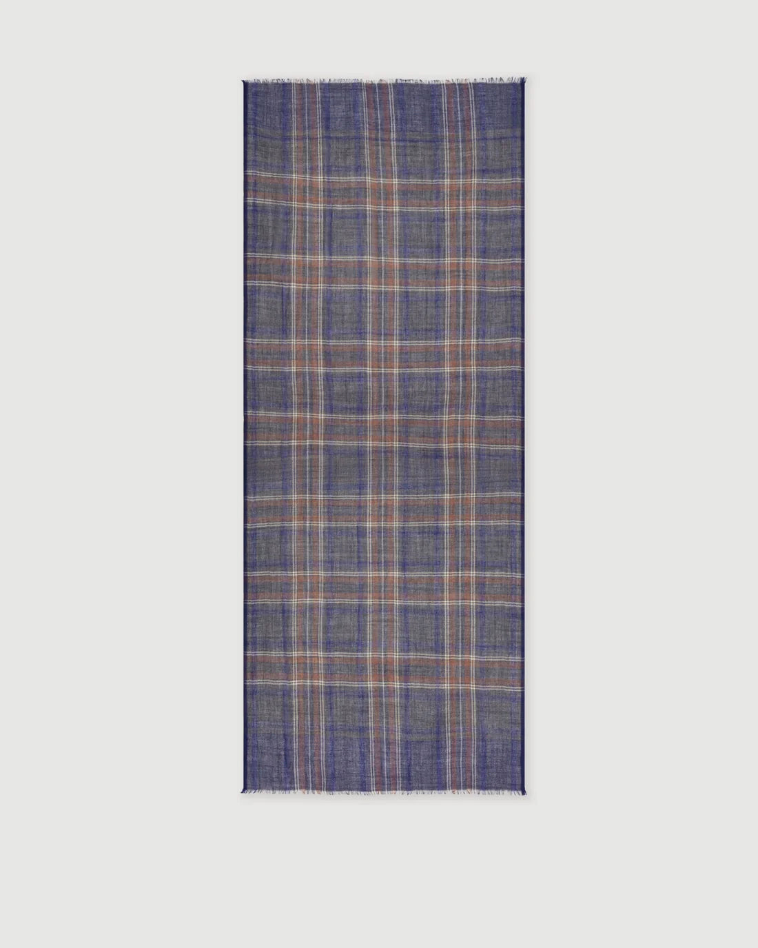 Tartan Scarf - Grey Indigo Camel 01