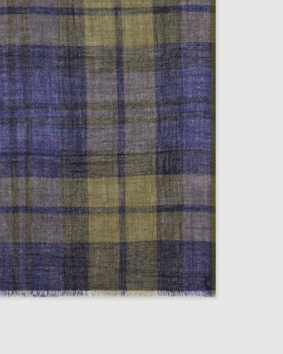 Tartan Scarf - Olive Navy Indigo 02
