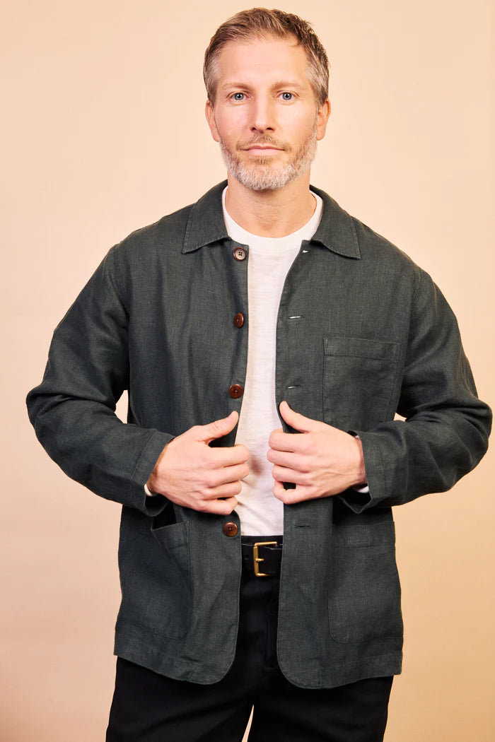Iffley Linen Jacket - Eucalyptus