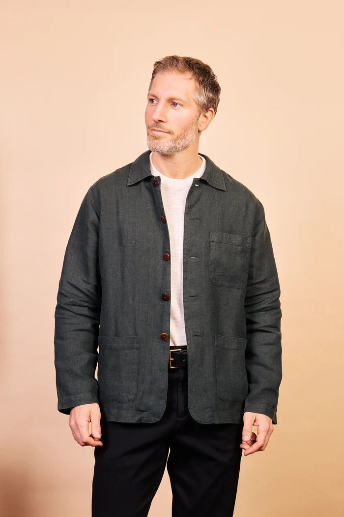 Iffley Linen Jacket - Eucalyptus