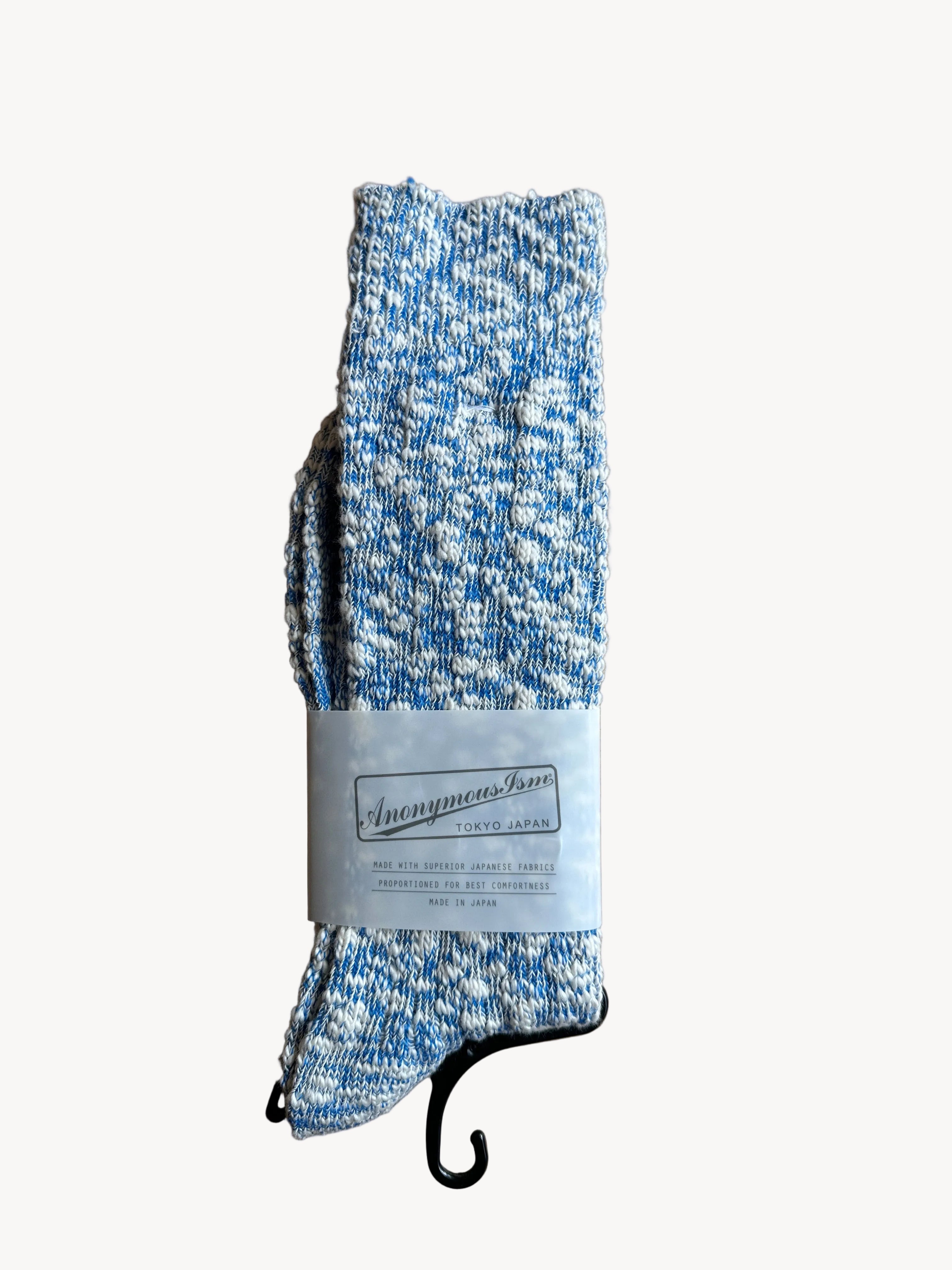 Light Slub Crew Socks - Blue