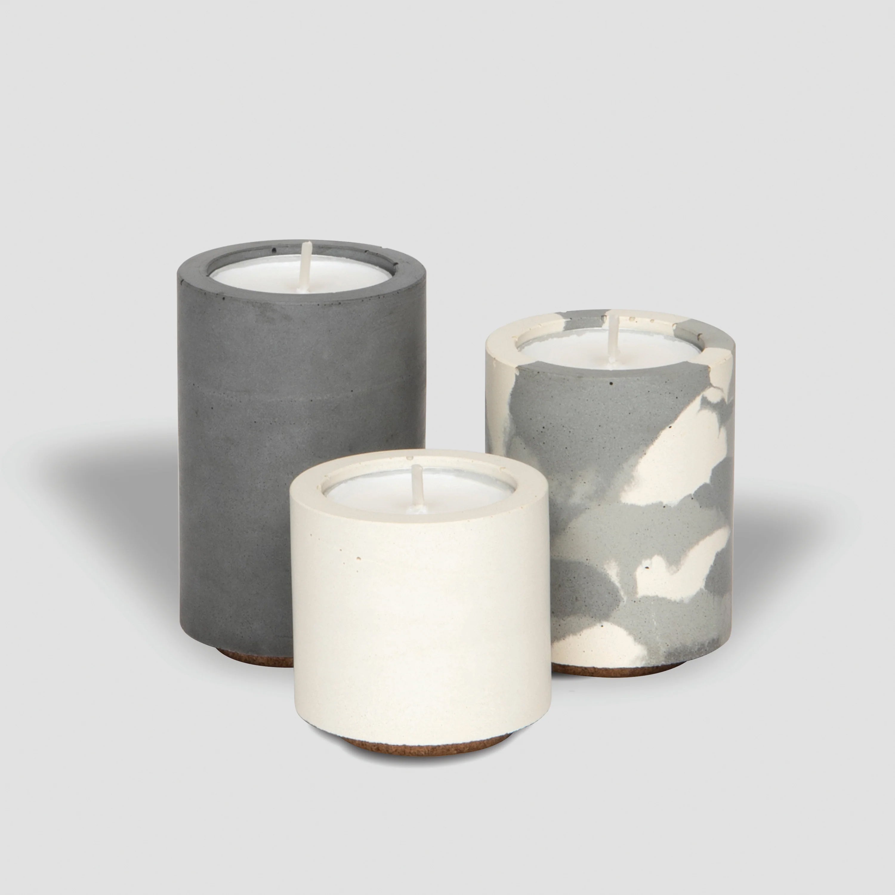 Trio Candle Holder Set - Grey/Snow Camo/White