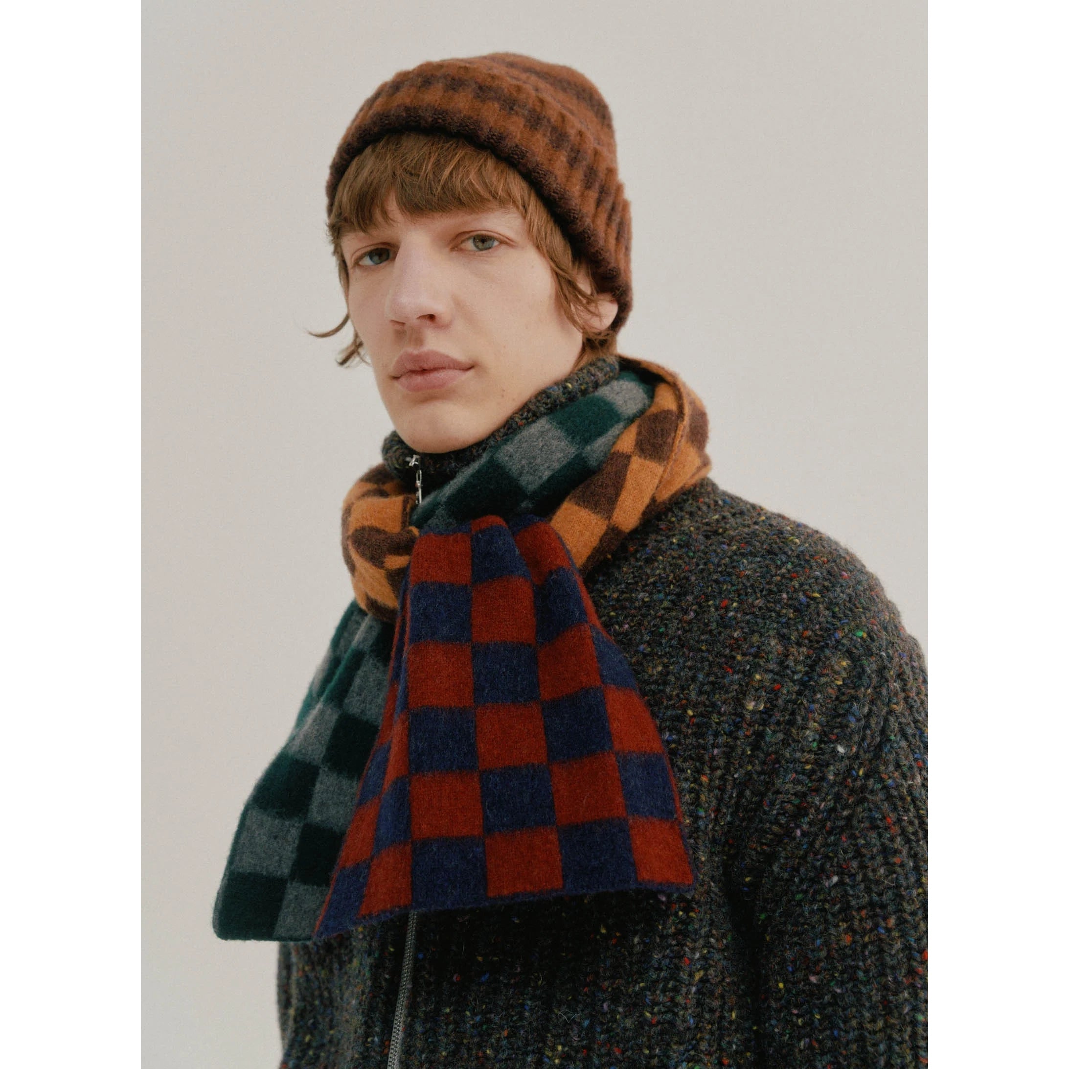 Cosmic Checkerboard Scarf - Navy