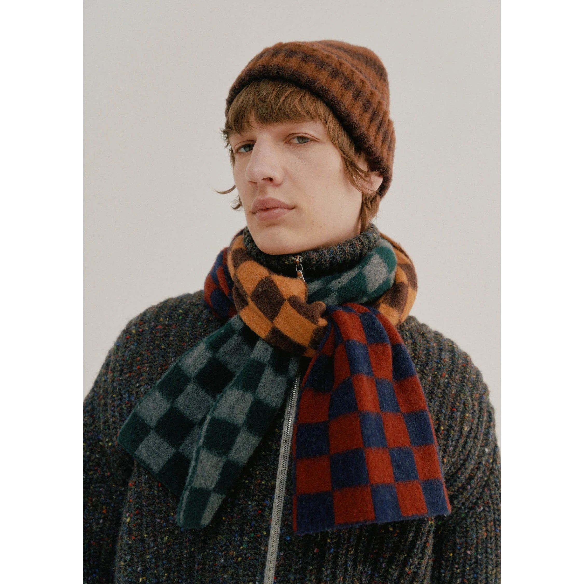 Cosmic Checkerboard Scarf - Navy