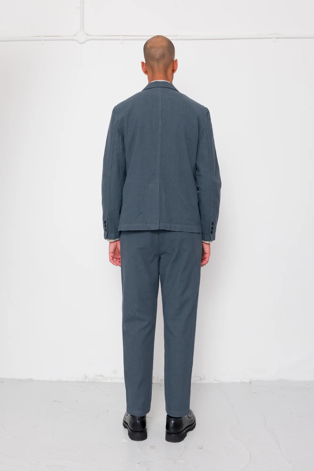 Fixed Waistband Cotton Linen Trouser - Charcoal