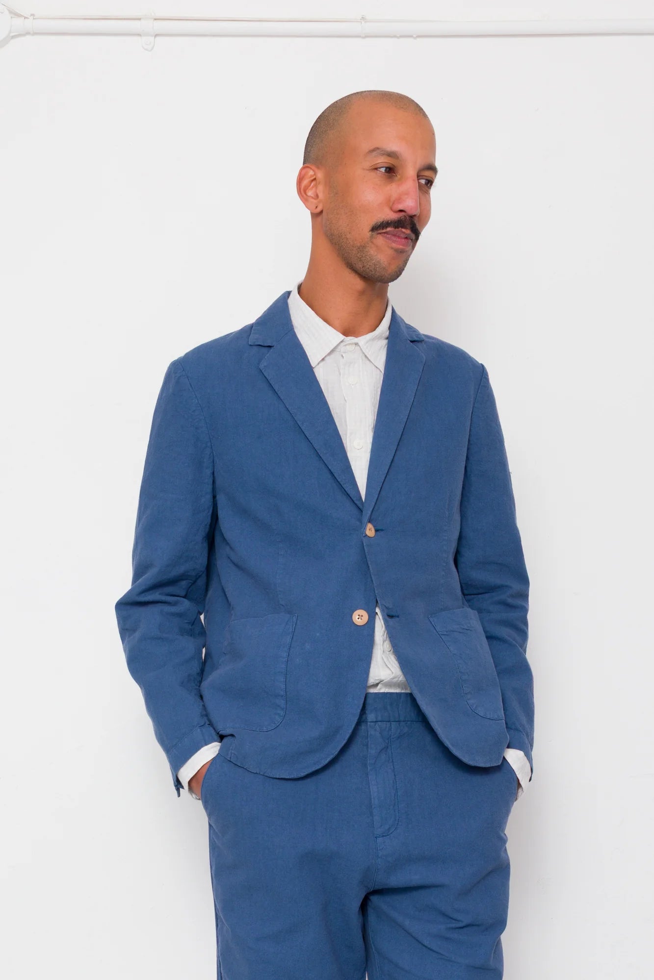 Cotton Linen Blazer - Woad