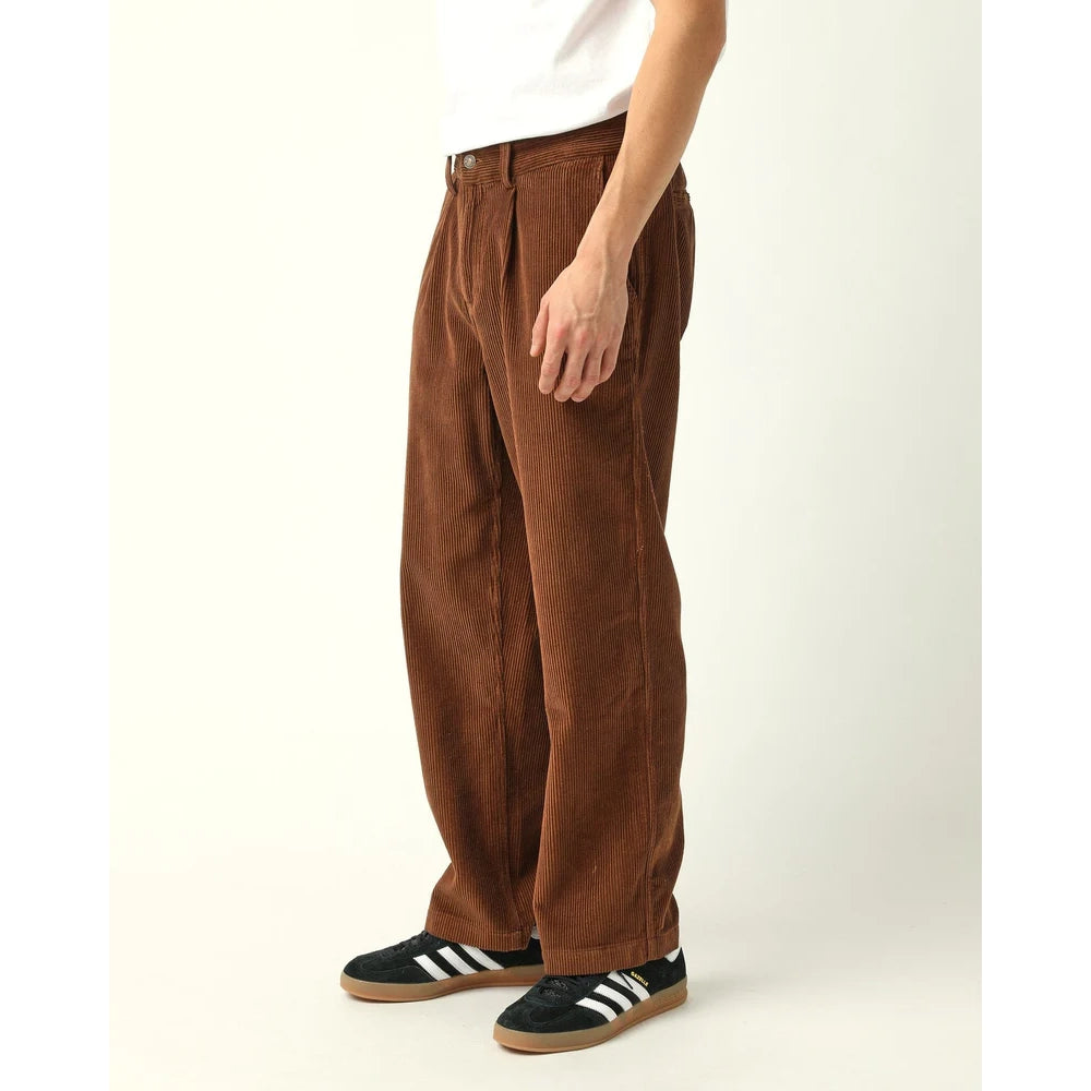 Cord Pleated Trouser - Brown