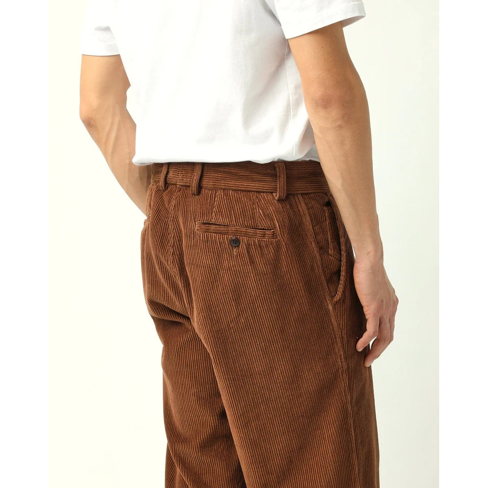 Cord Pleated Trouser - Brown