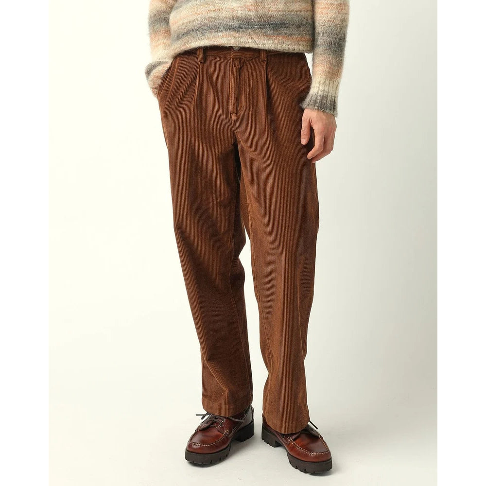 Cord Pleated Trouser - Brown