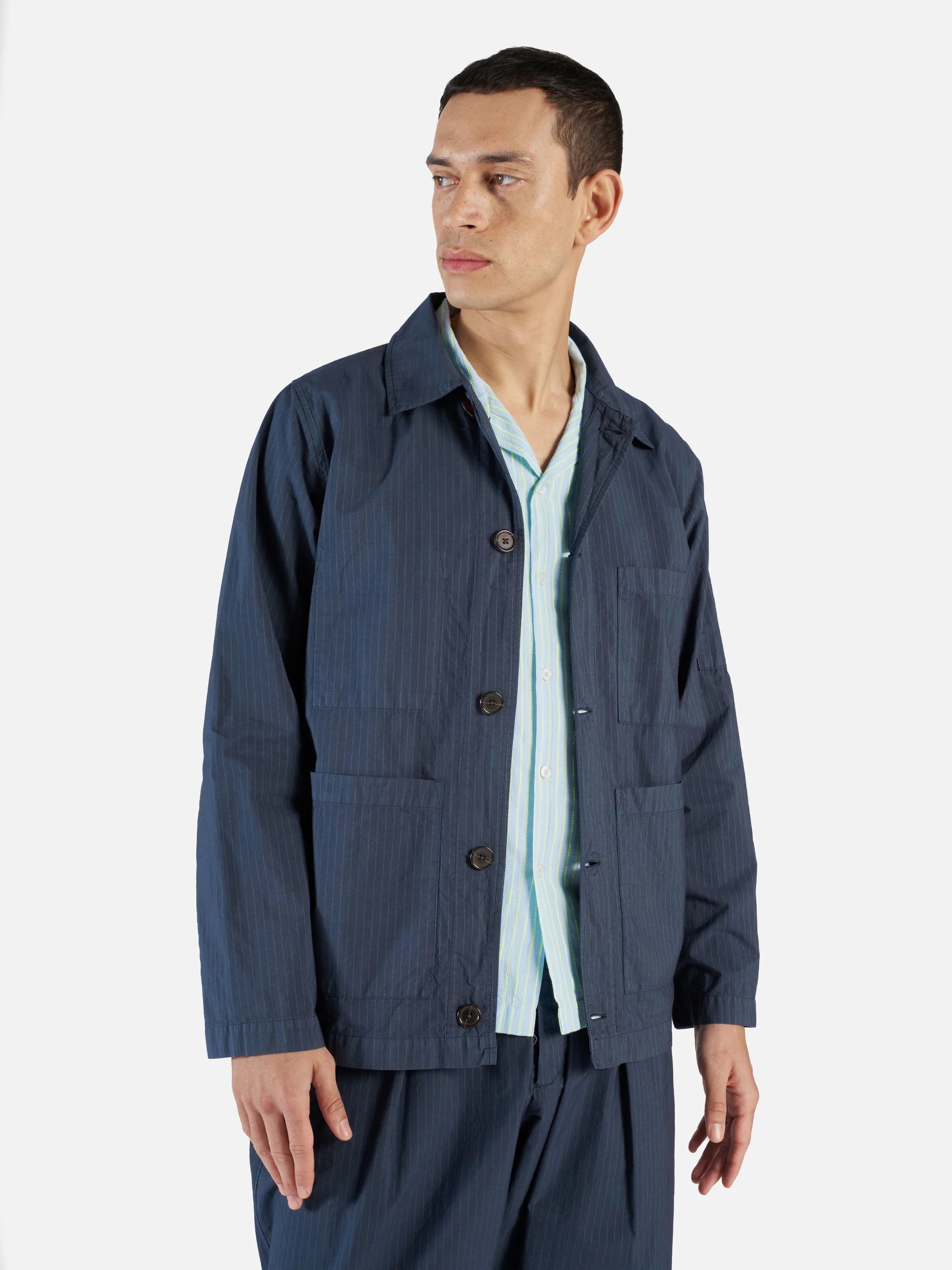 Coverall Jacket - Navy Nearly Pinstripe