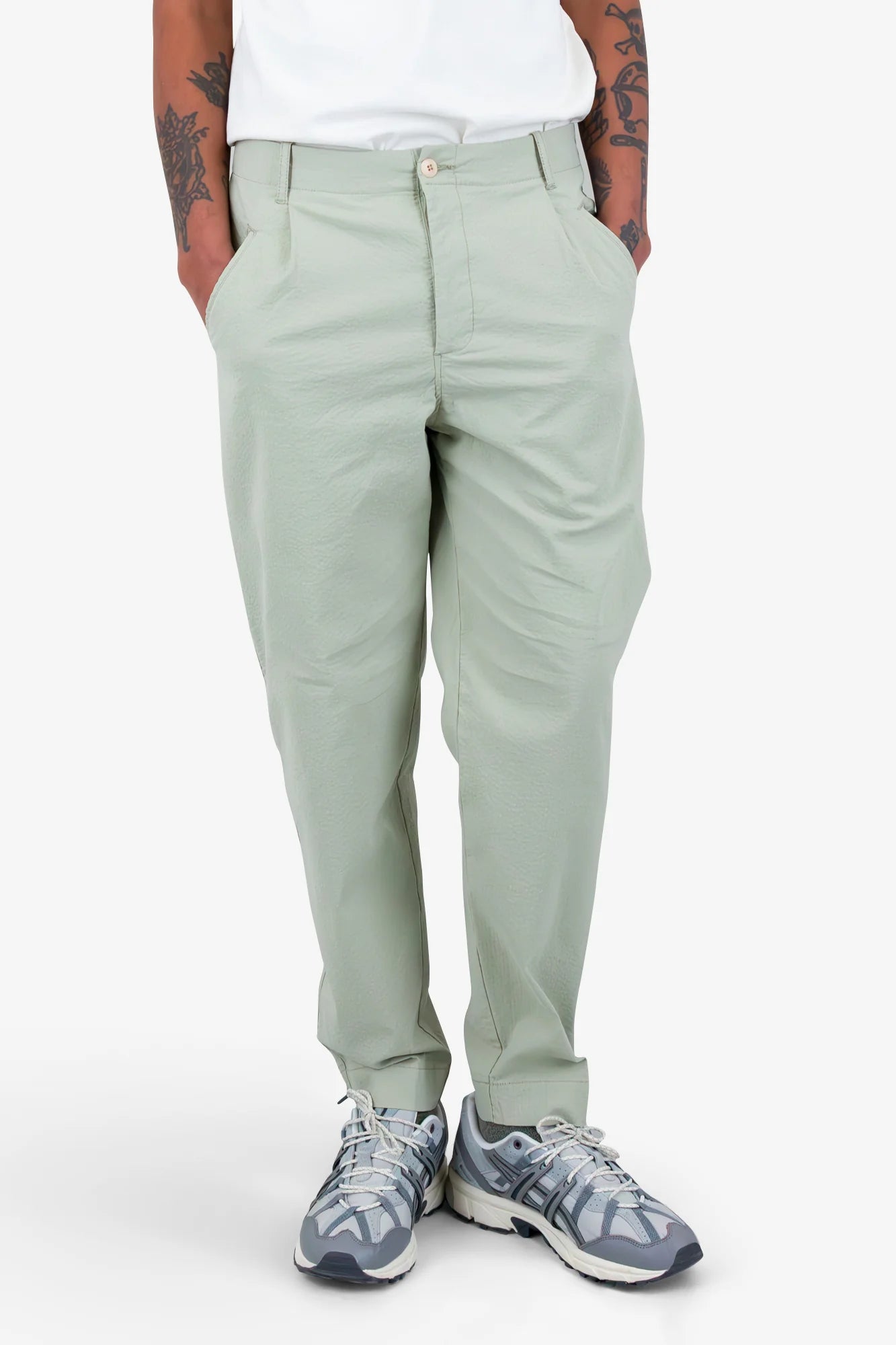 Assembly Trousers - Light Sage Seersucker