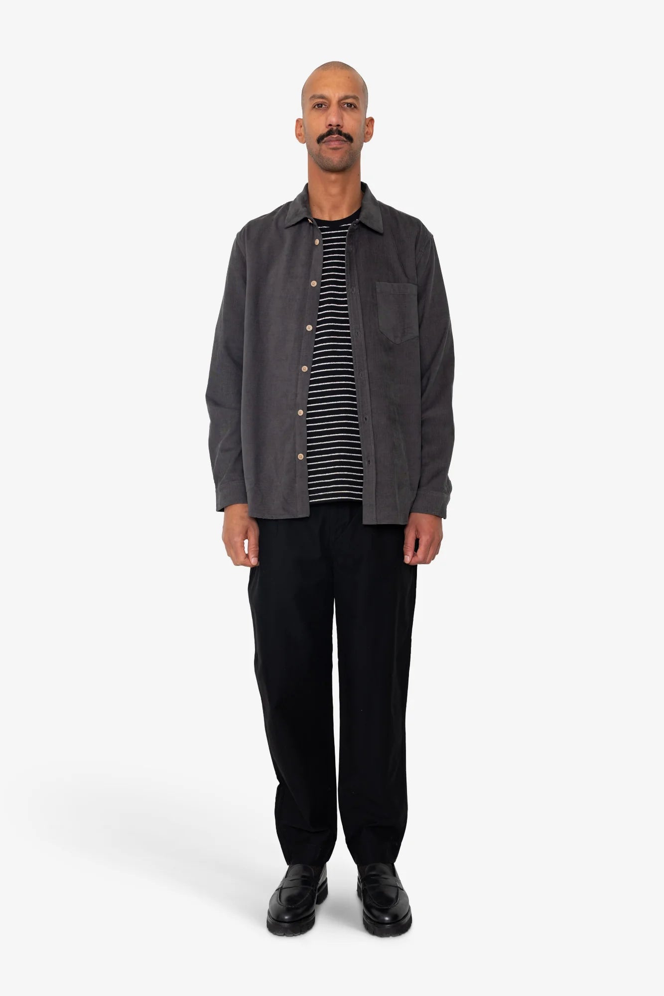 Direction Babycord Shirt - Charcoal