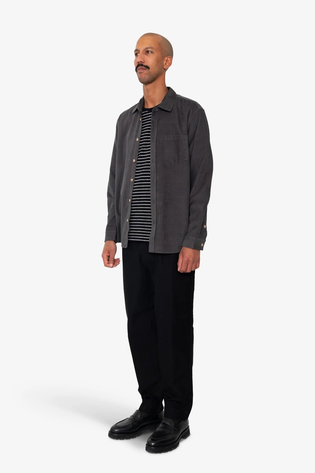 Direction Babycord Shirt - Charcoal
