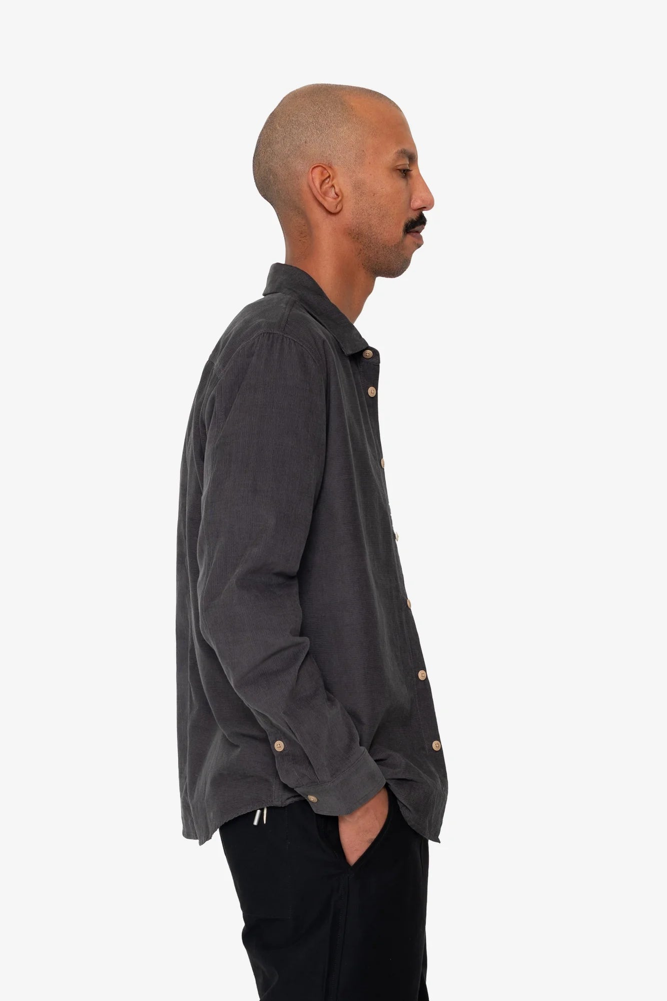 Direction Babycord Shirt - Charcoal
