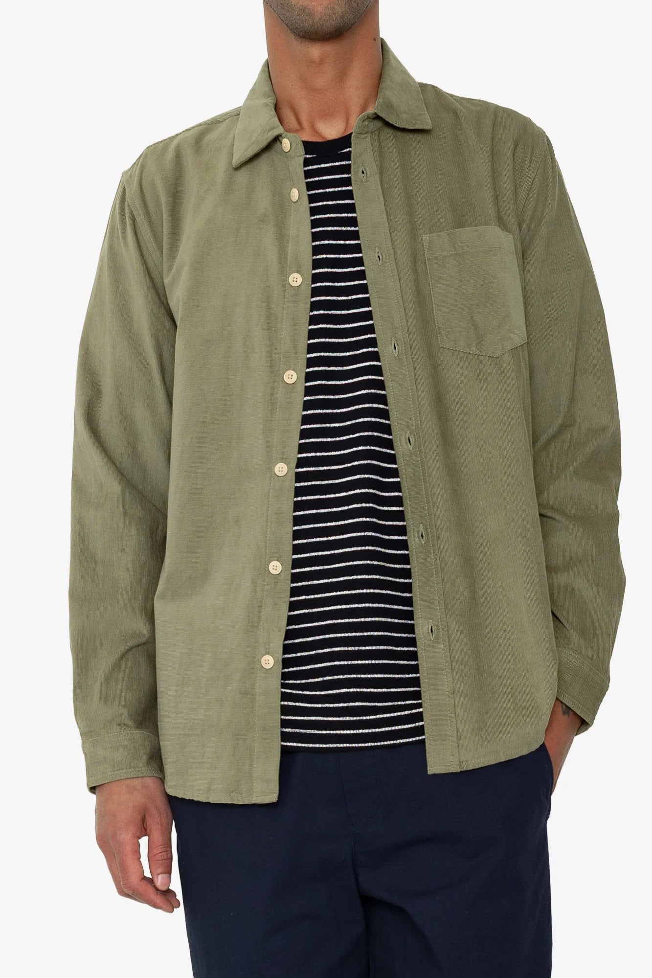 Direction Babycord Shirt - Olive