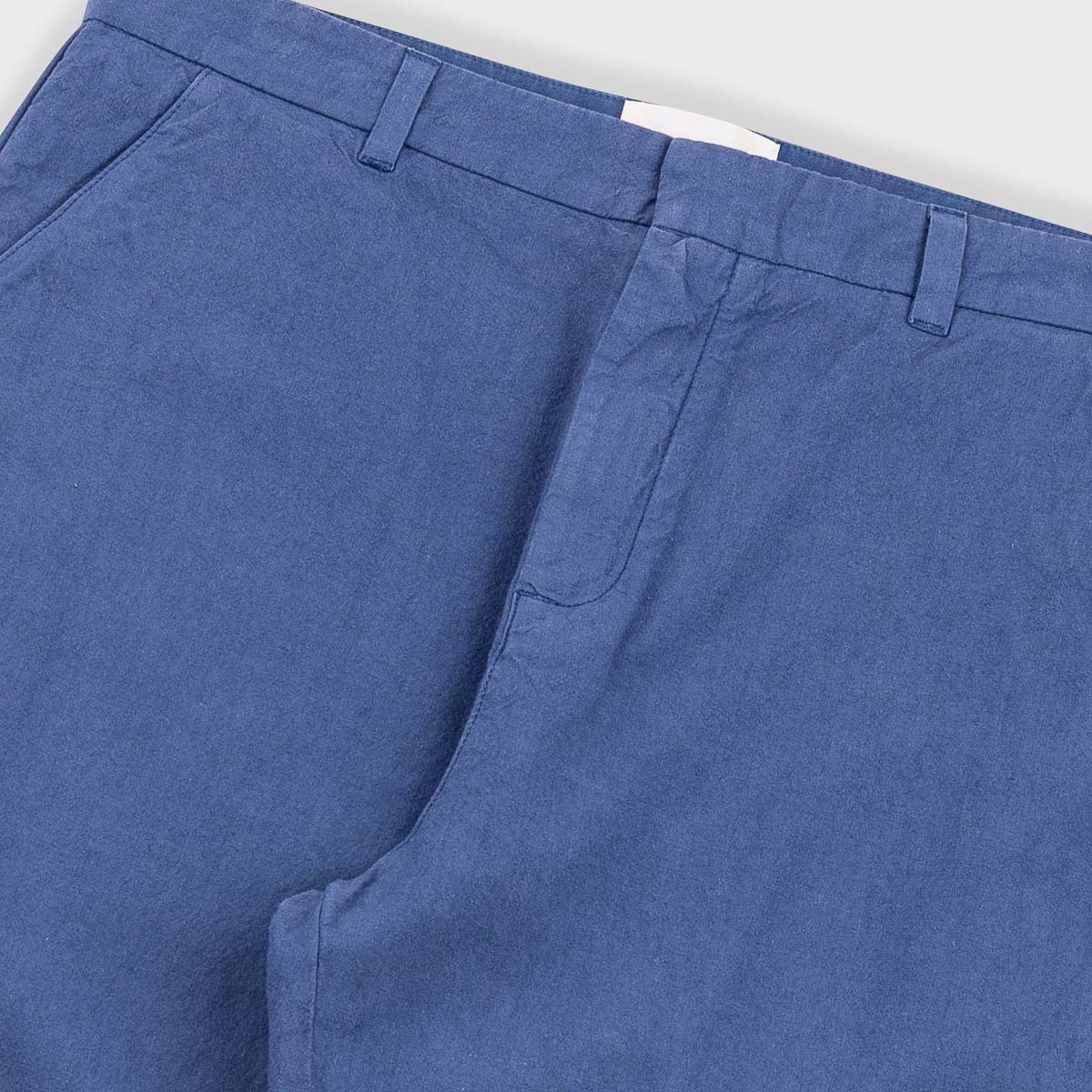 Fixed Waistband Cotton Linen Trouser - Woad