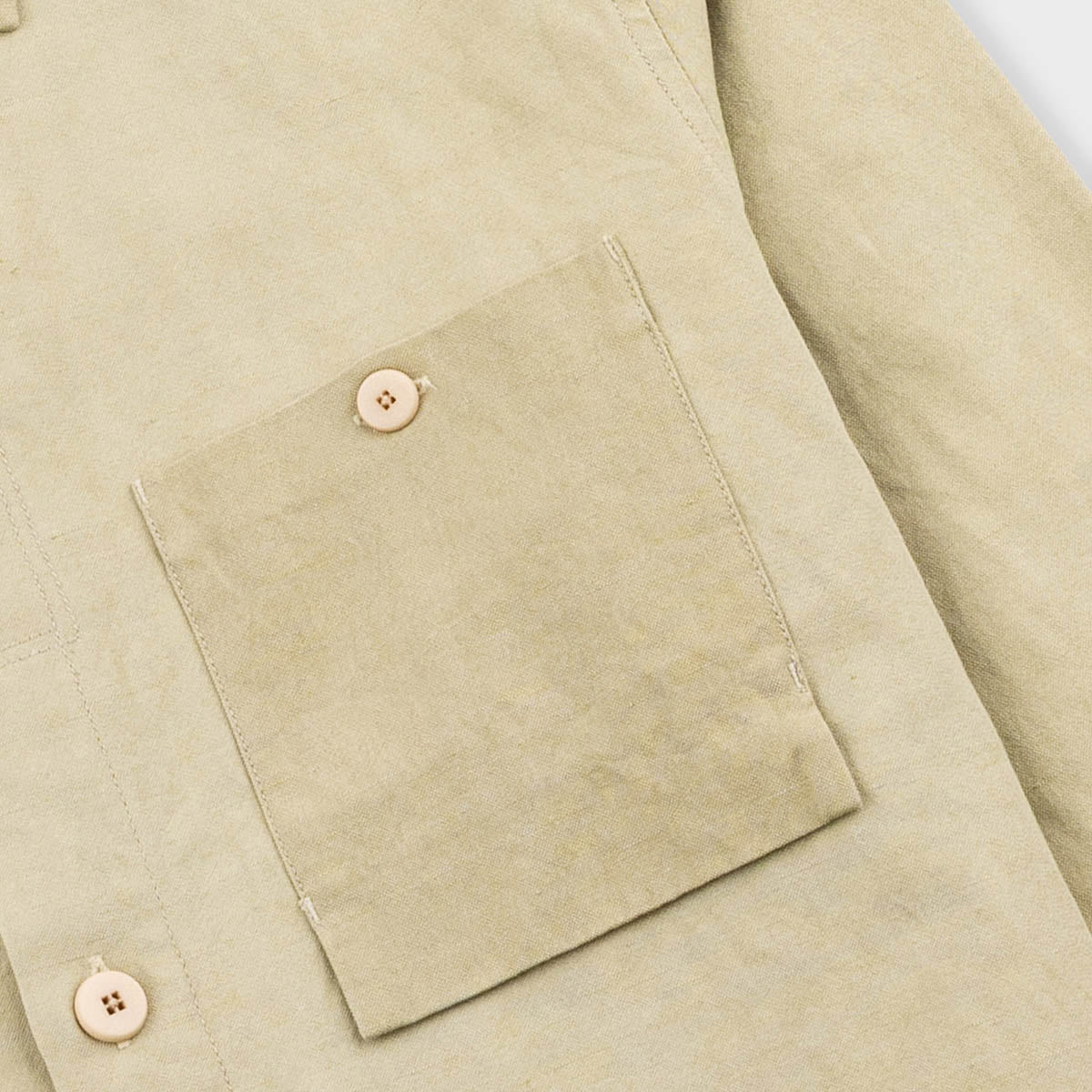 Patch Overshirt - Light Khaki Slub Linen