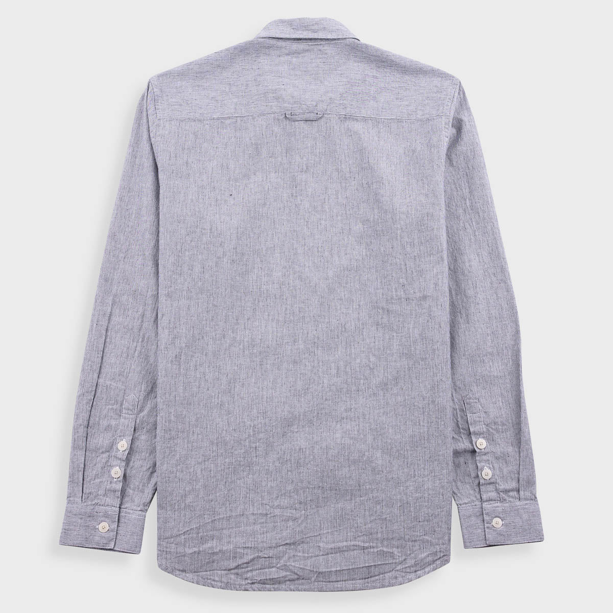 Relaxed Fit Shirt - Black Microstripe Linen