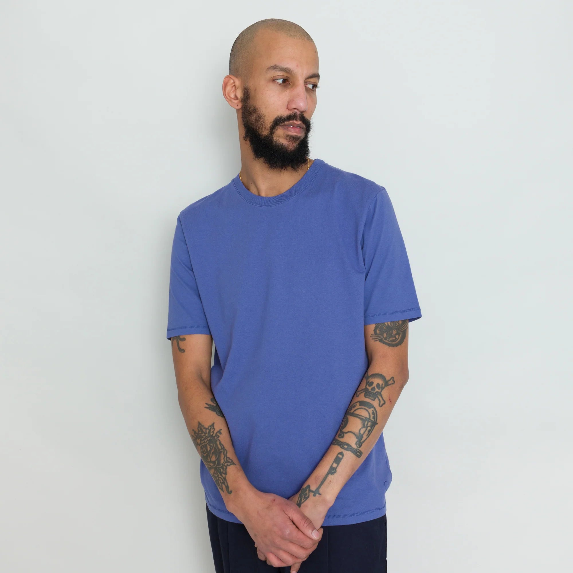 Contrast Sleeve Tee - Mid Navy