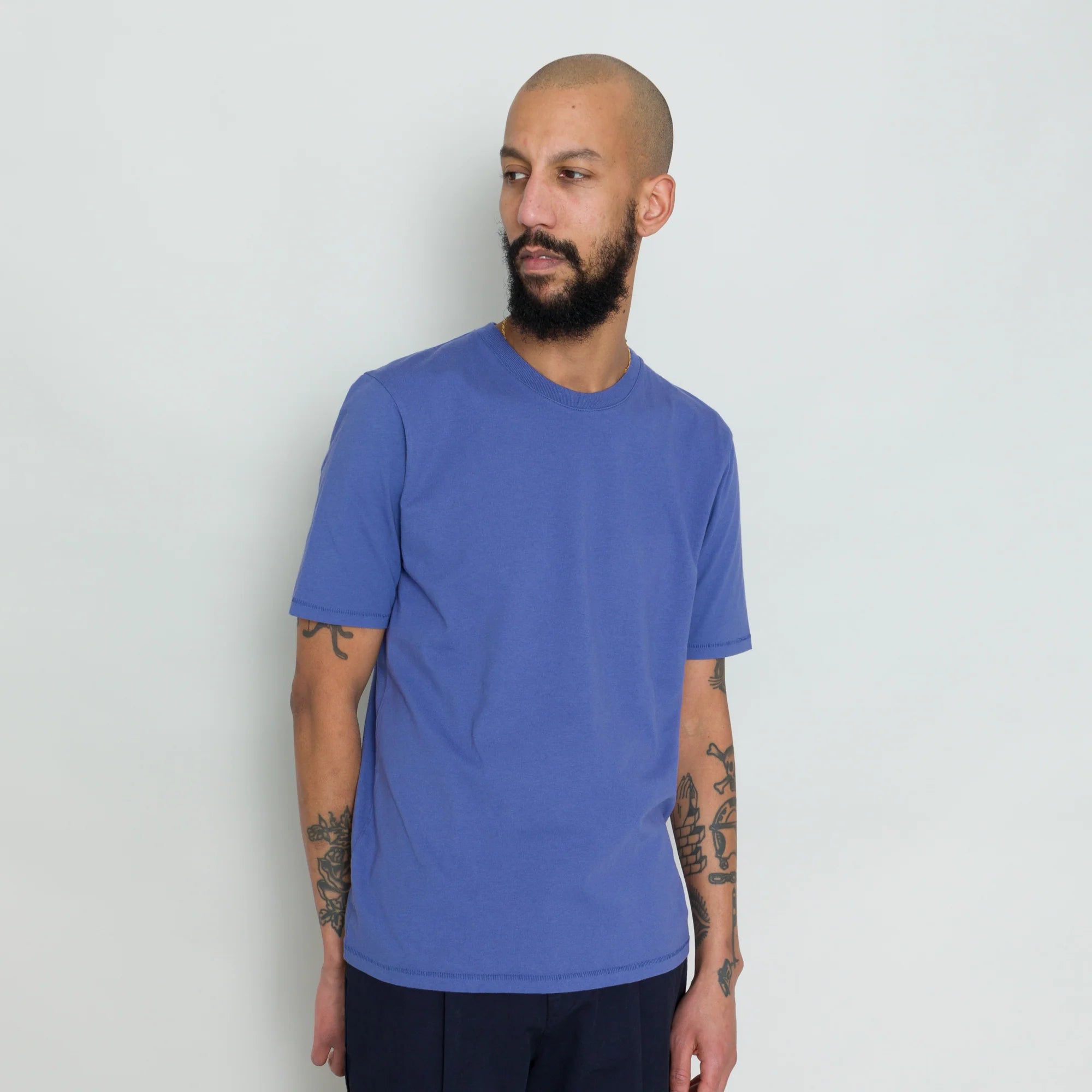 Contrast Sleeve Tee - Mid Navy