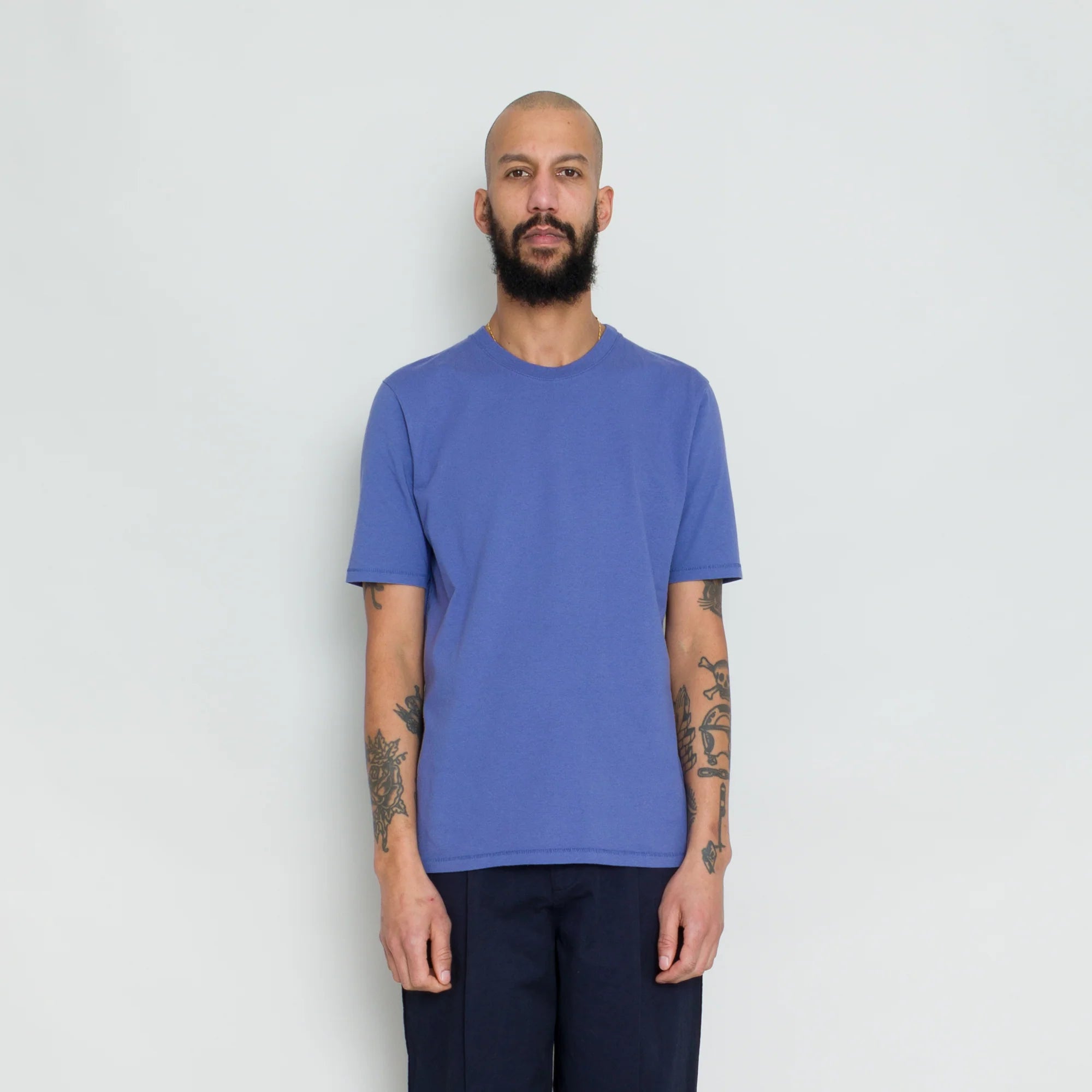 Contrast Sleeve Tee - Mid Navy