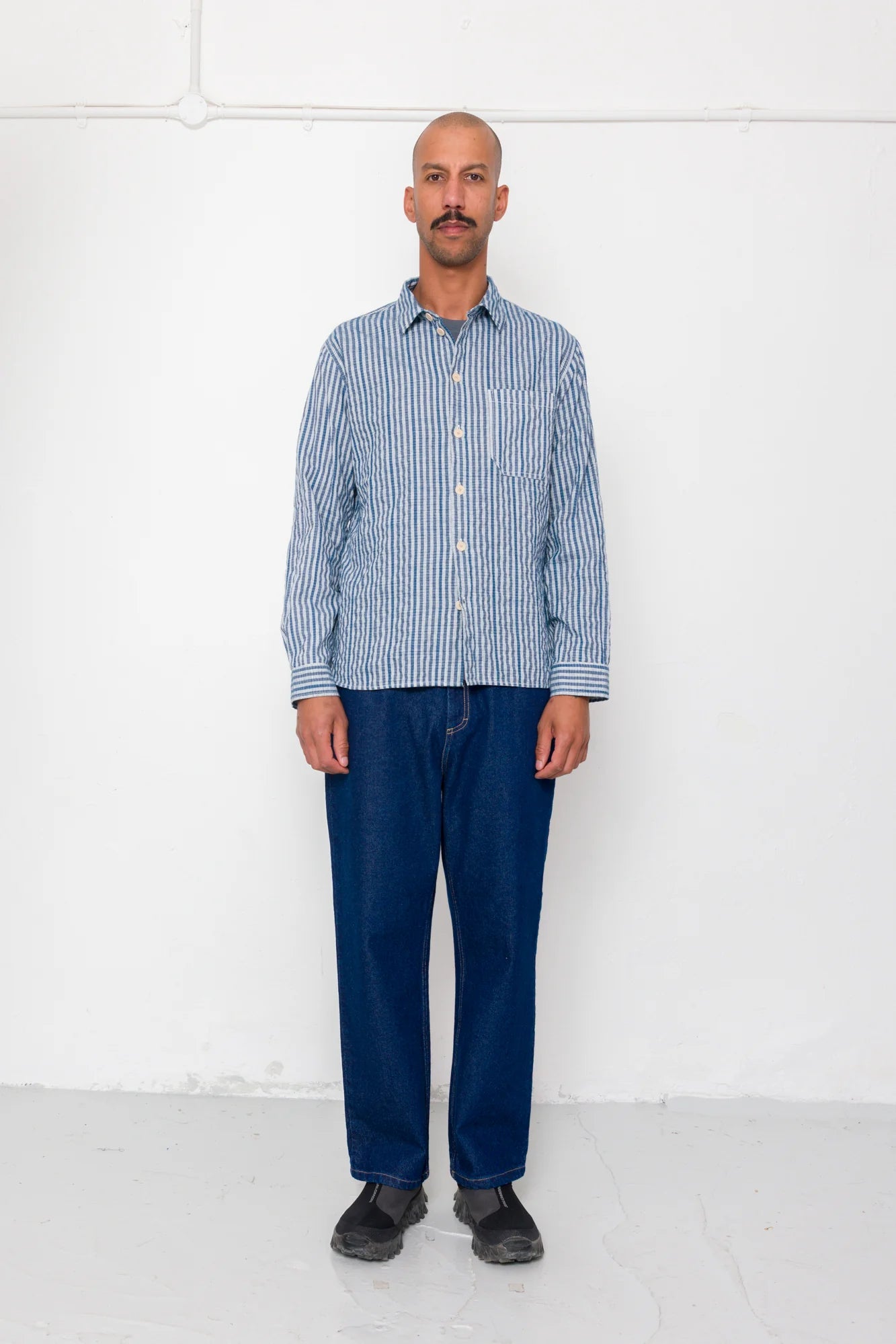 Easy Fit Shirt - Indigo Crinkle Mini Check