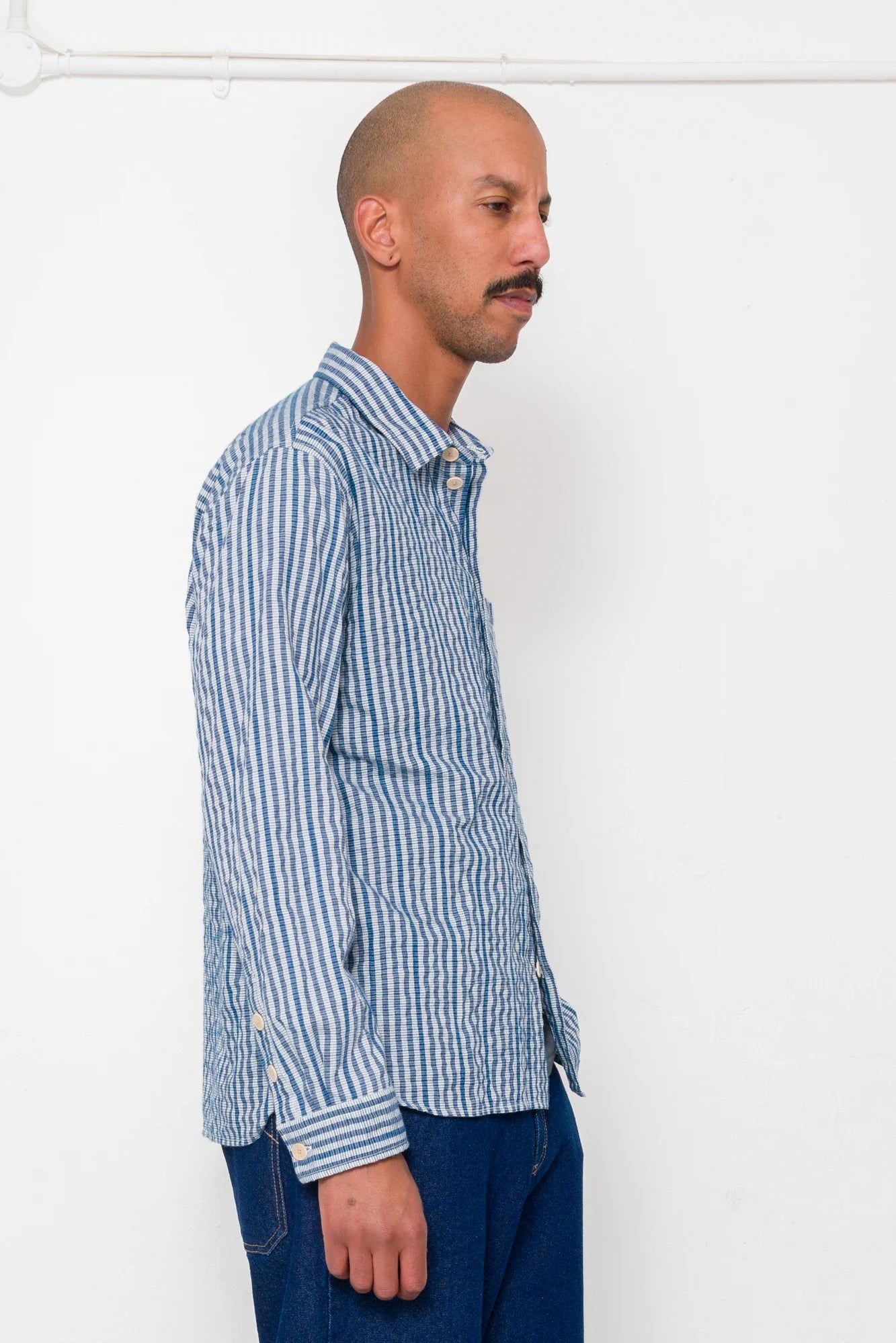Easy Fit Shirt - Indigo Crinkle Mini Check