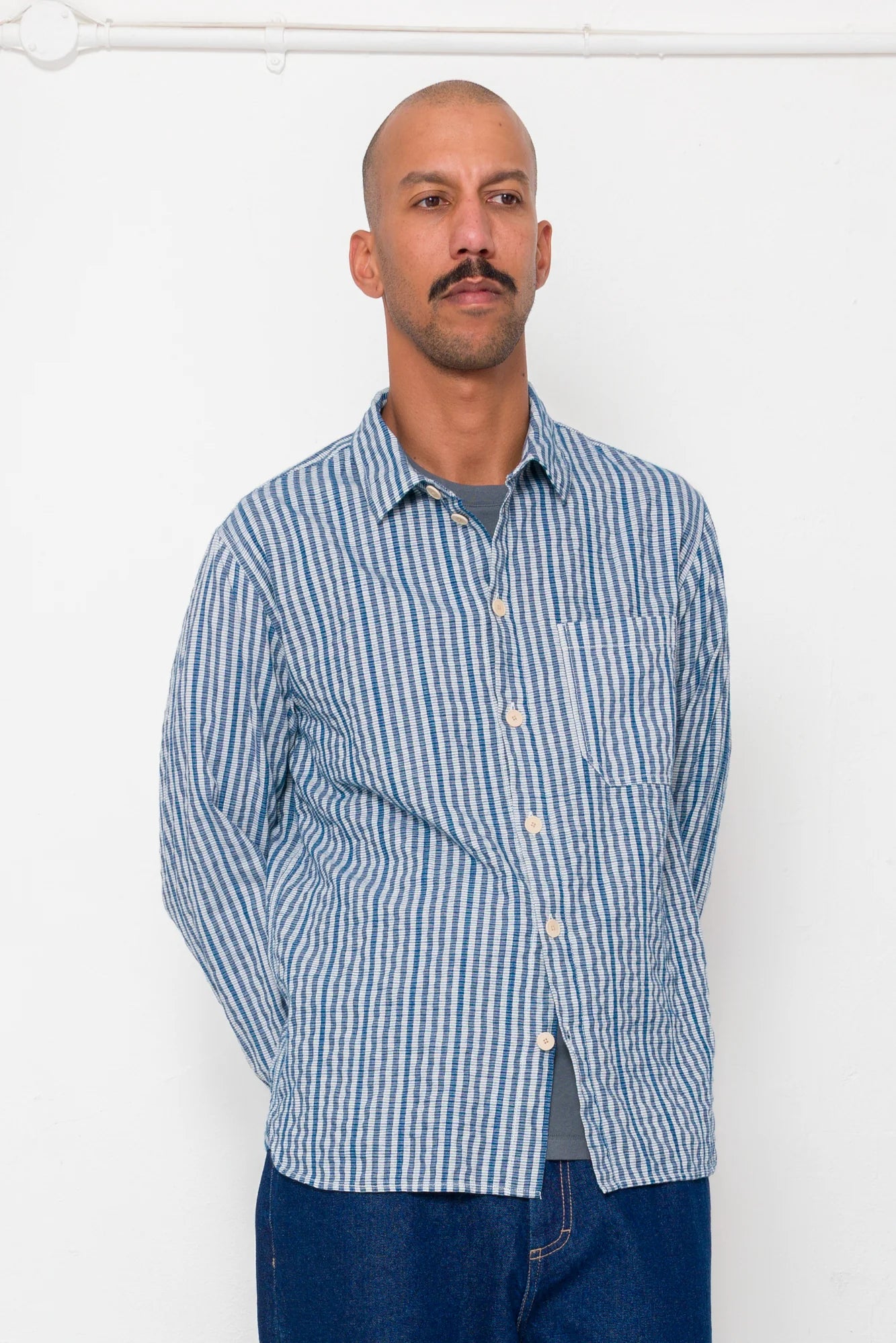 Easy Fit Shirt - Indigo Crinkle Mini Check