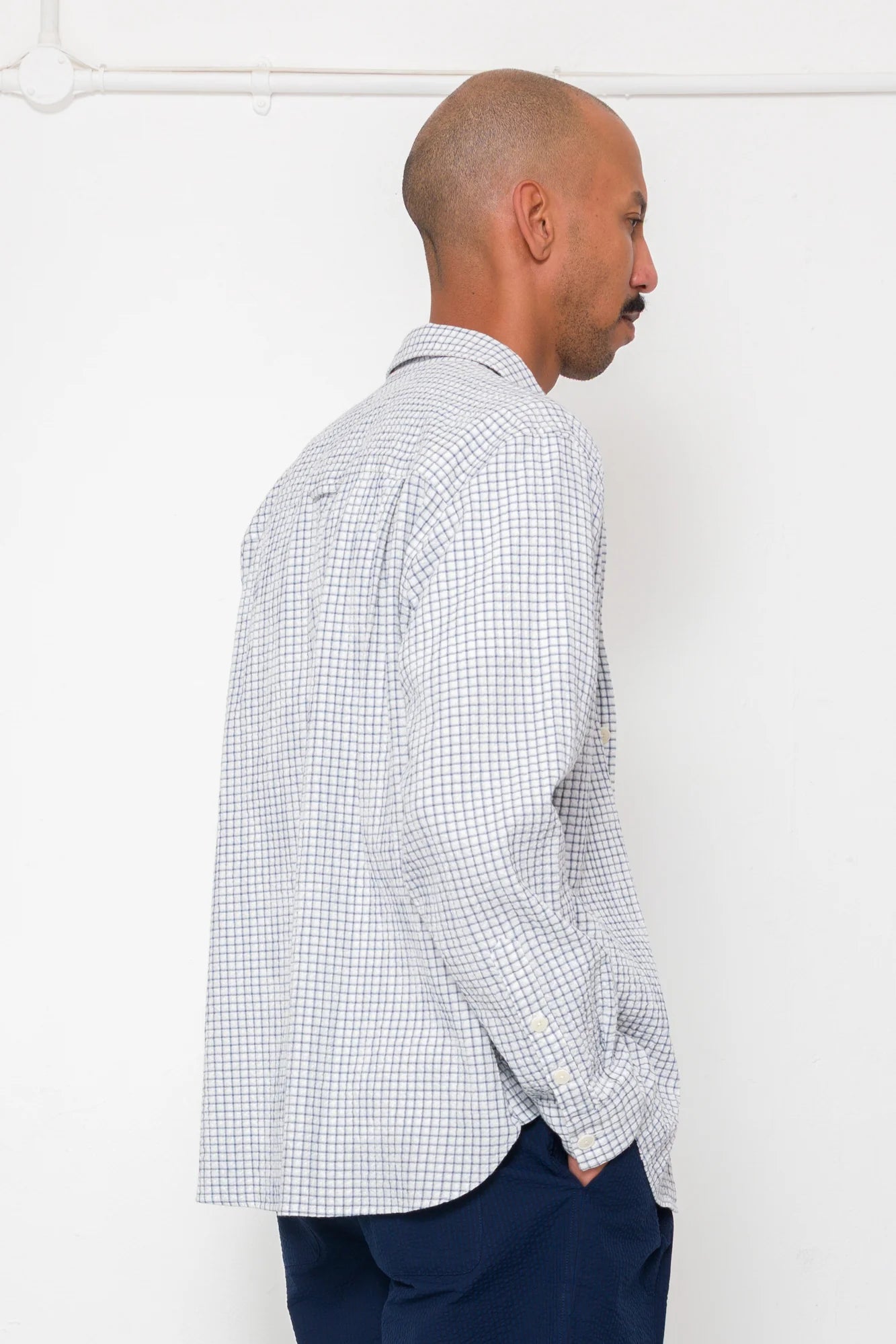 Easy Fit Shirt - Soft Blue Mini Check