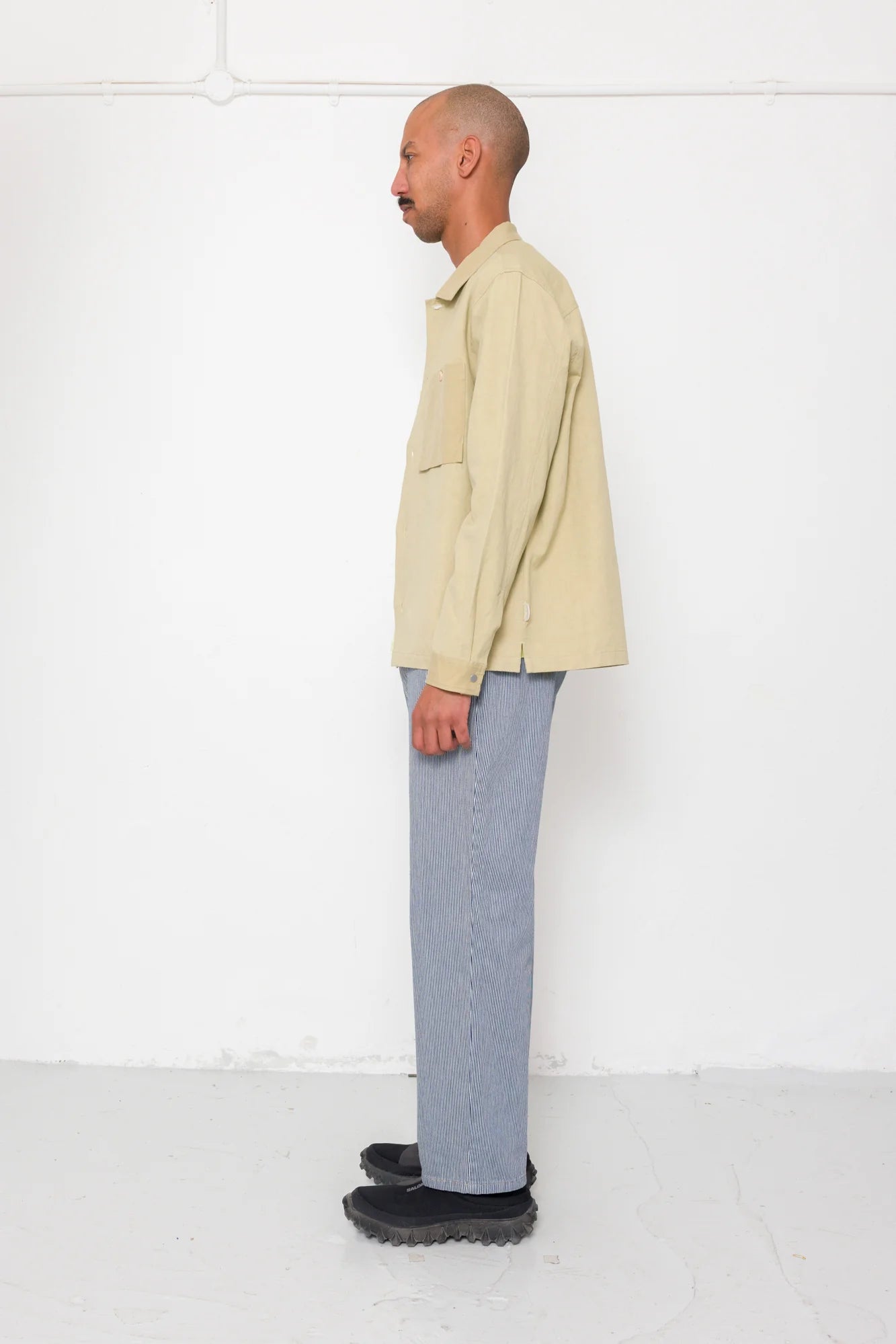 Patch Overshirt - Light Khaki Slub Linen