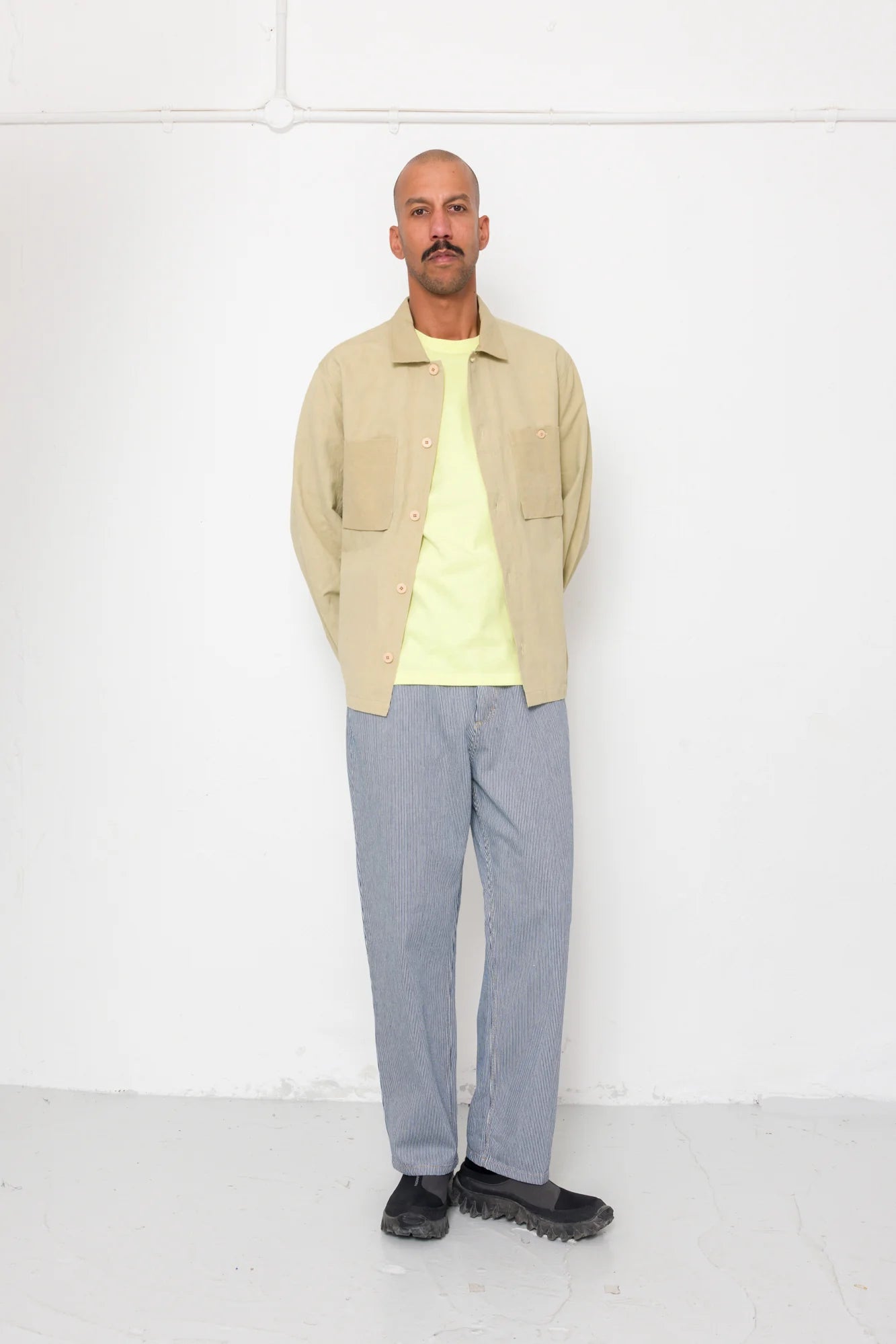 Patch Overshirt - Light Khaki Slub Linen