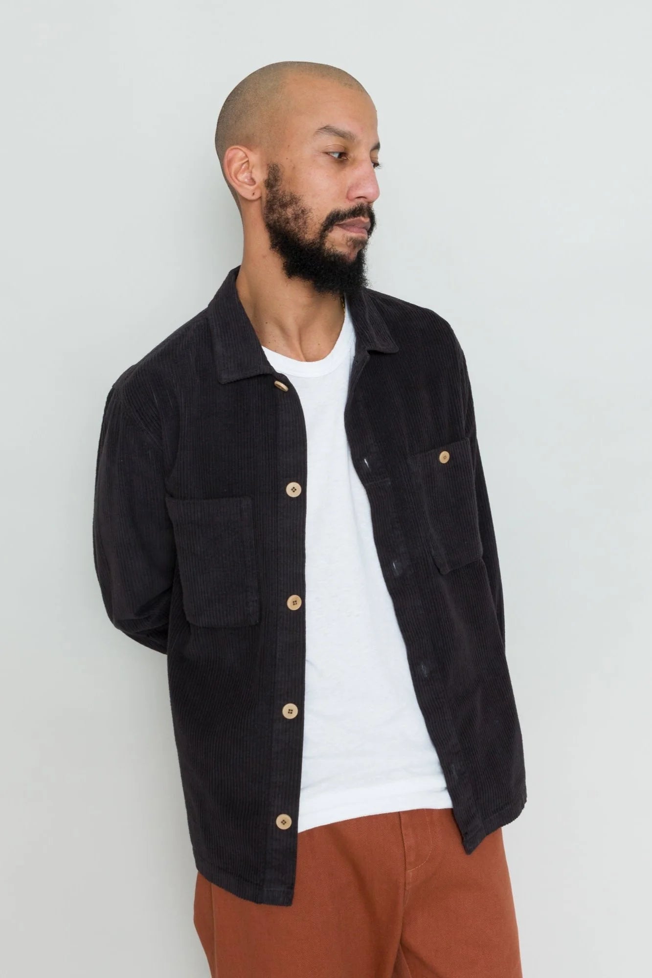 Patch Overshirt - Soft Black Heavy Cord