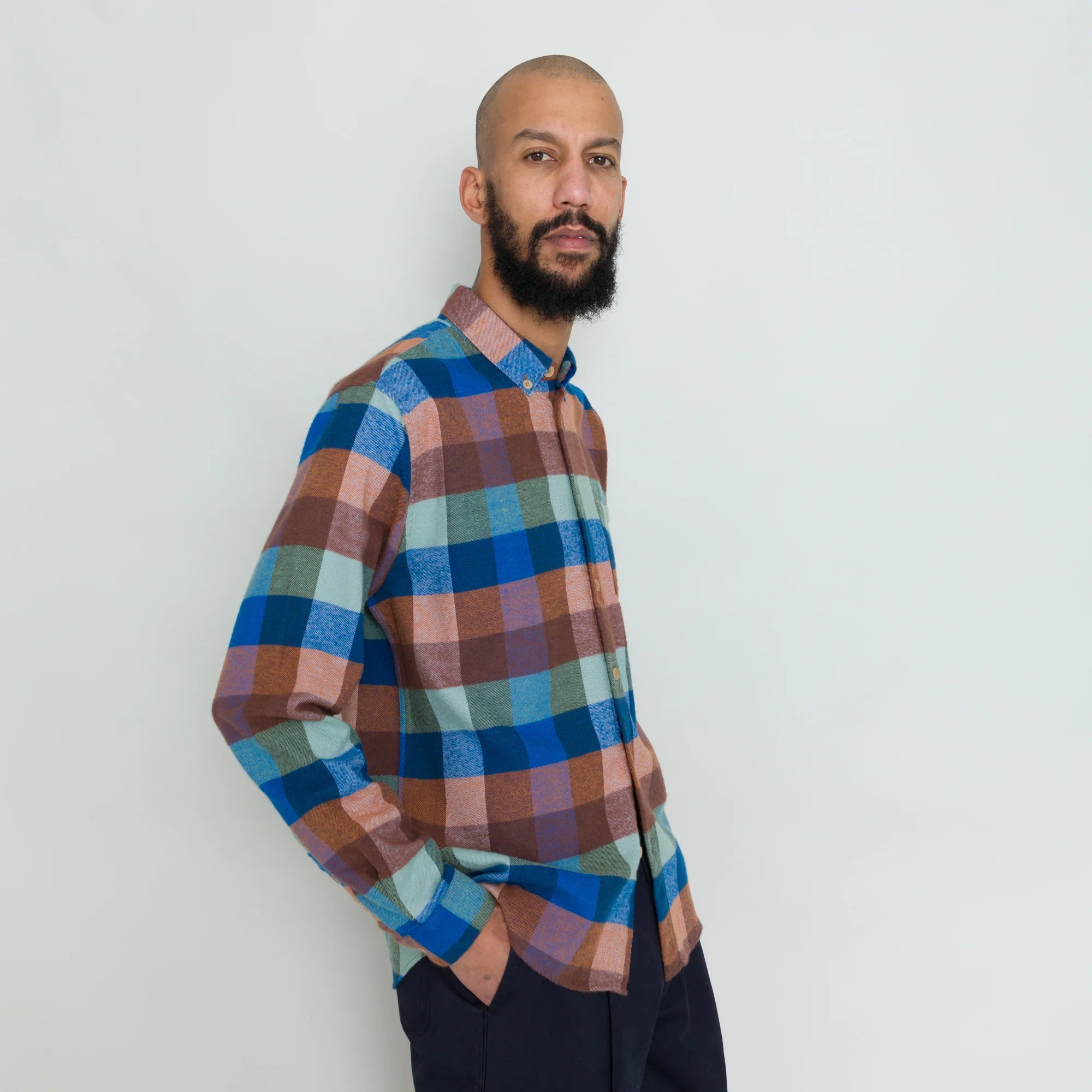 Relaxed Fit Shirt - Rust Navy Mix