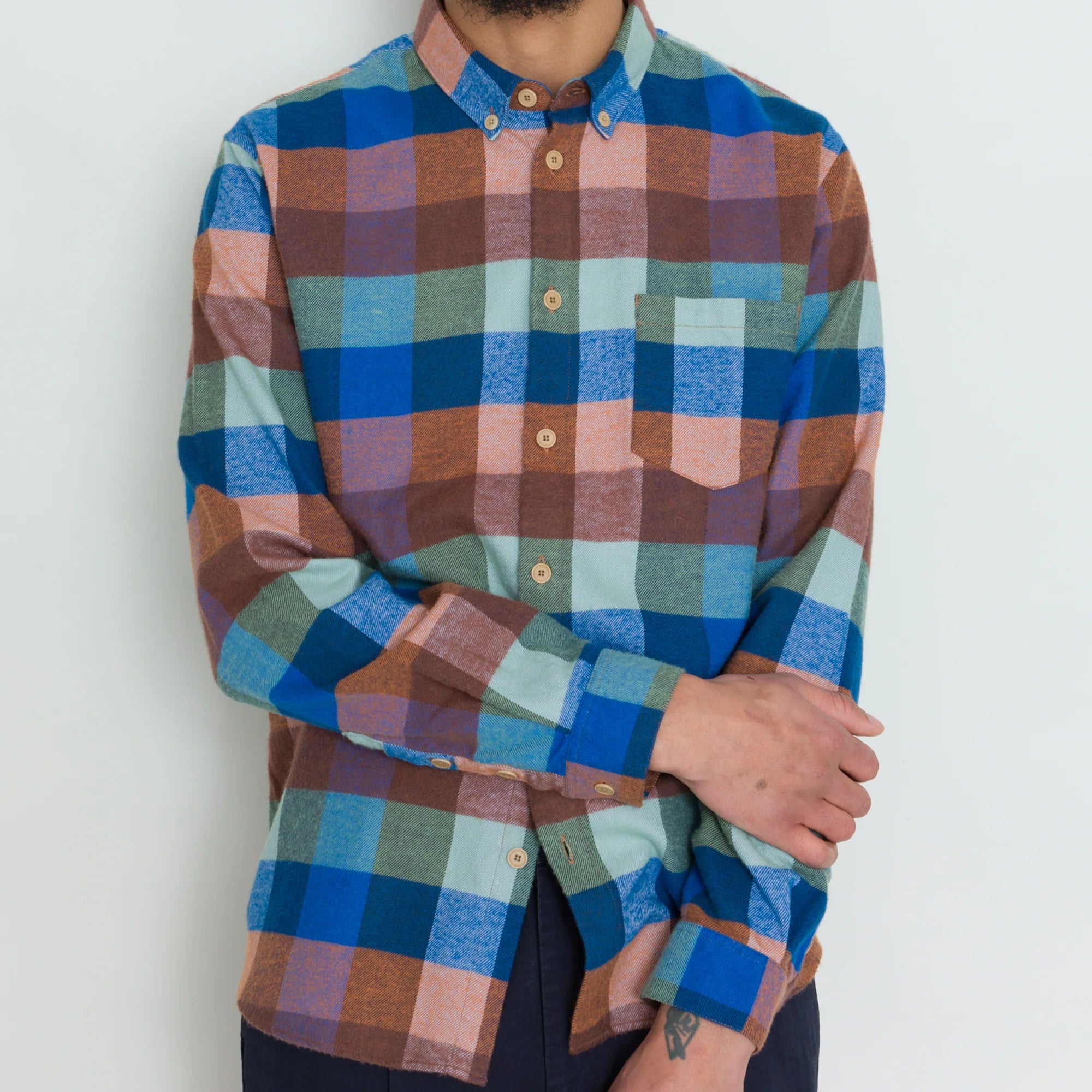 Relaxed Fit Shirt - Rust Navy Mix