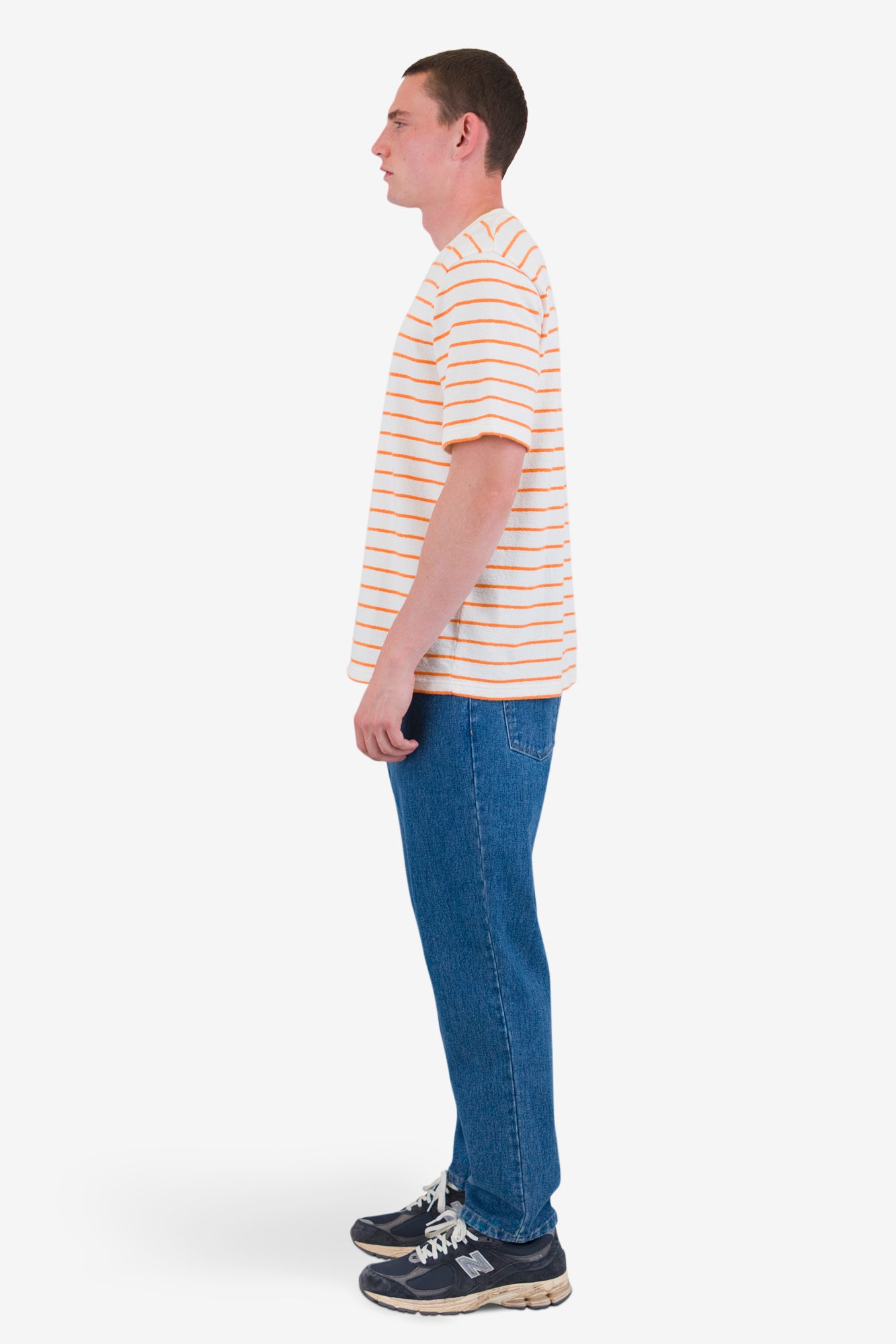 Textured Stripe Tee - Ecru/Orange